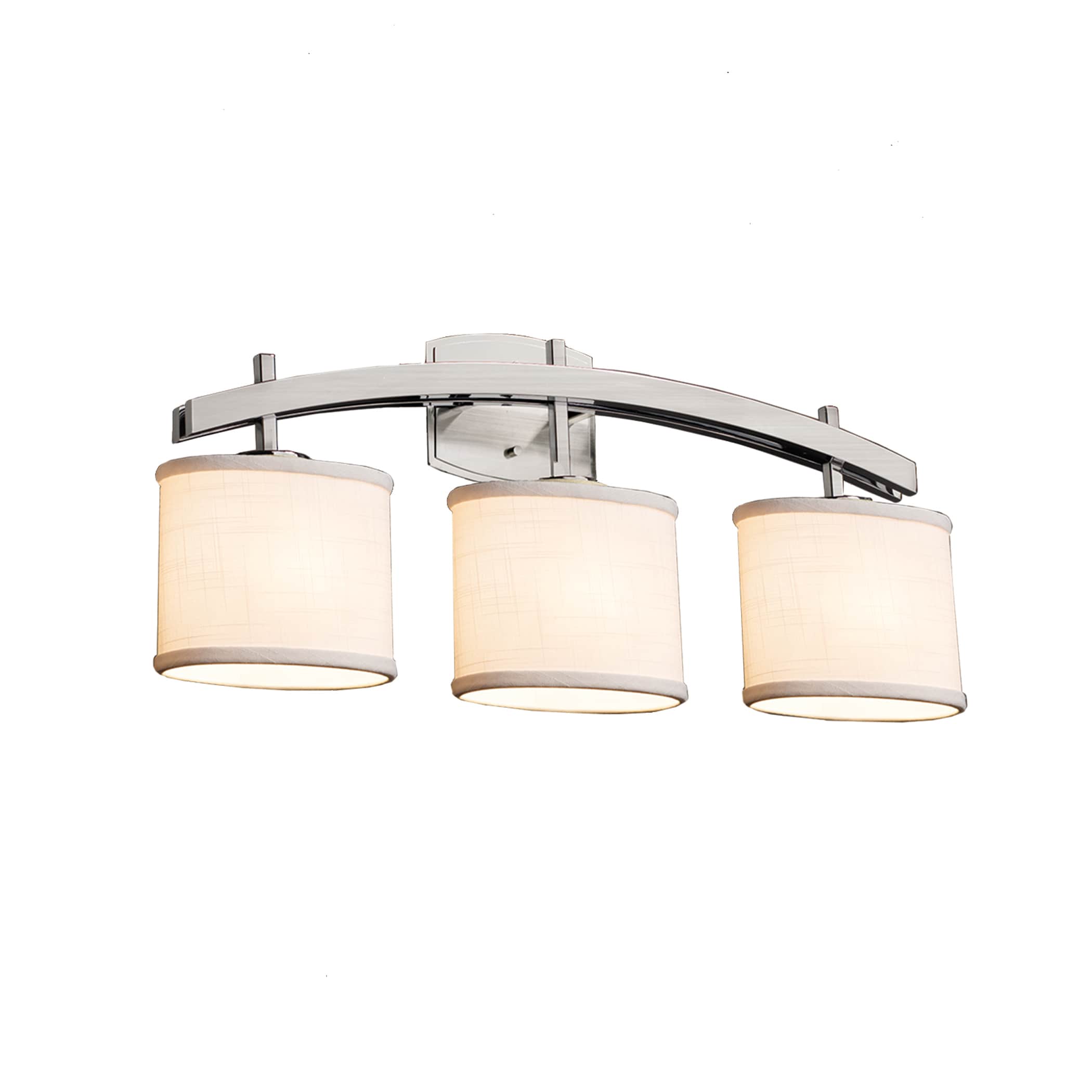 Justice Design Group FAB-8593-30-CREM-NC Textile 25.5-in 3-Light Brushed Nickel Transitional Vanity Light