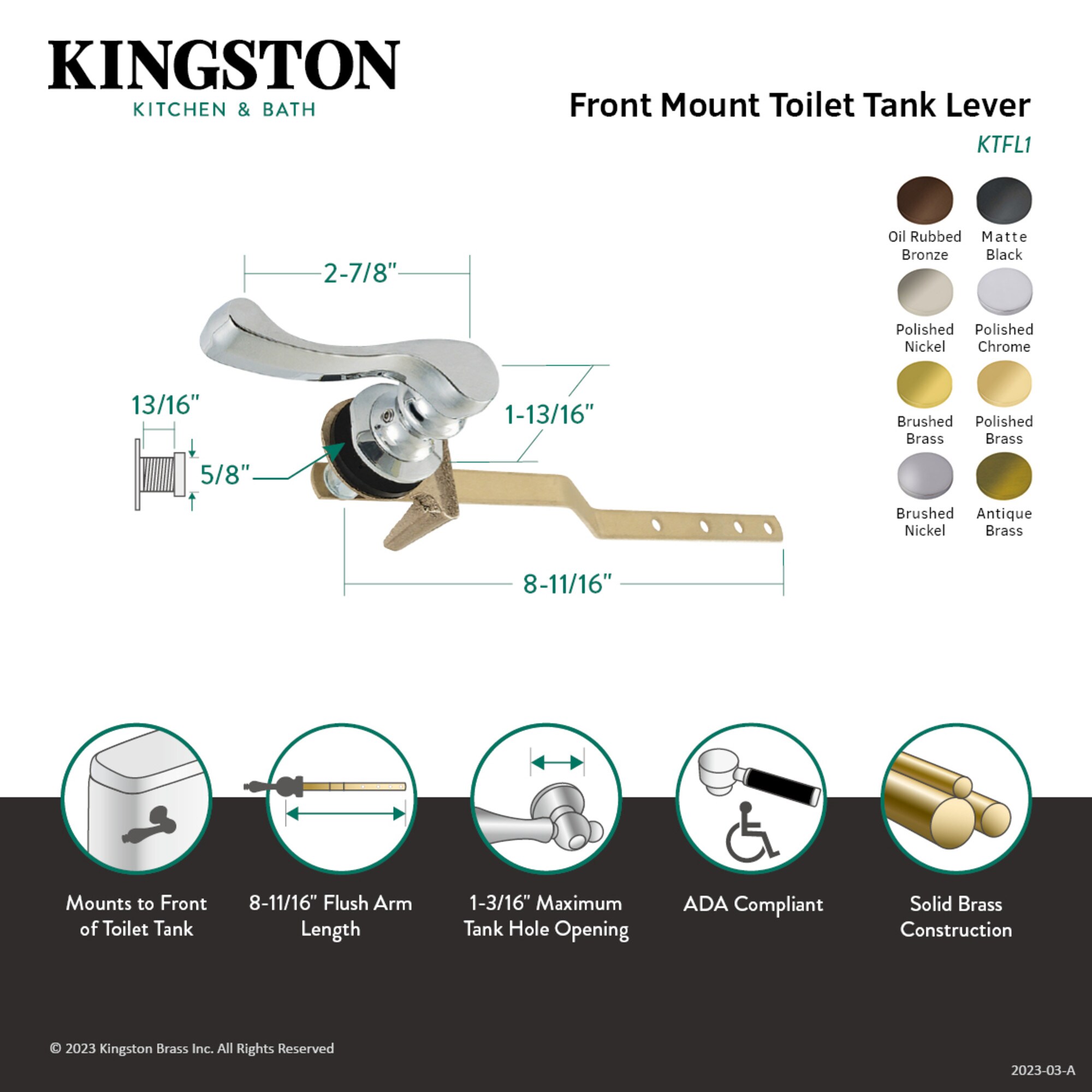 Elements of Design EKTFL8 Flush-Lever - View #3