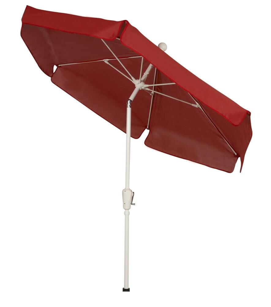 Fiberbuilt 7GCRW-T-RED 7.5-ft Red Push-button Tilt Market Patio Umbrella