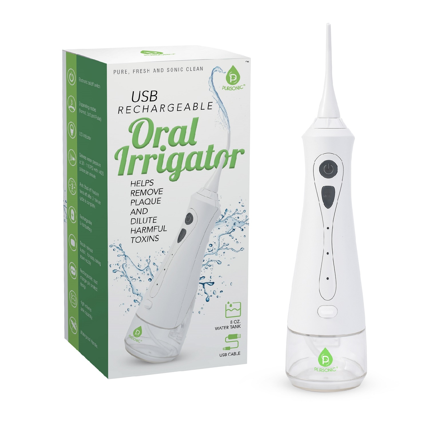 Pursonic OI28WH USB Rechargeable Oral Irrigator