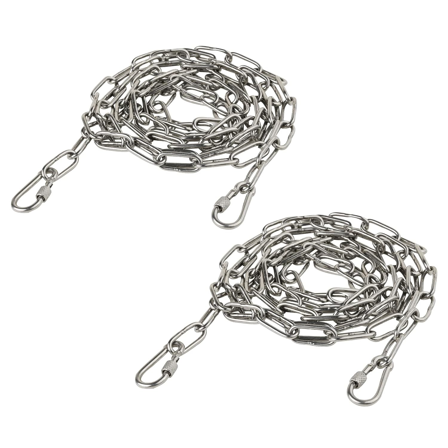Etokfoks 2 pack 5 32 in stainless steel link chain 304 heavy duty 6 5 ft coil with safety carabiners hanging security chain #LET3K4A0G