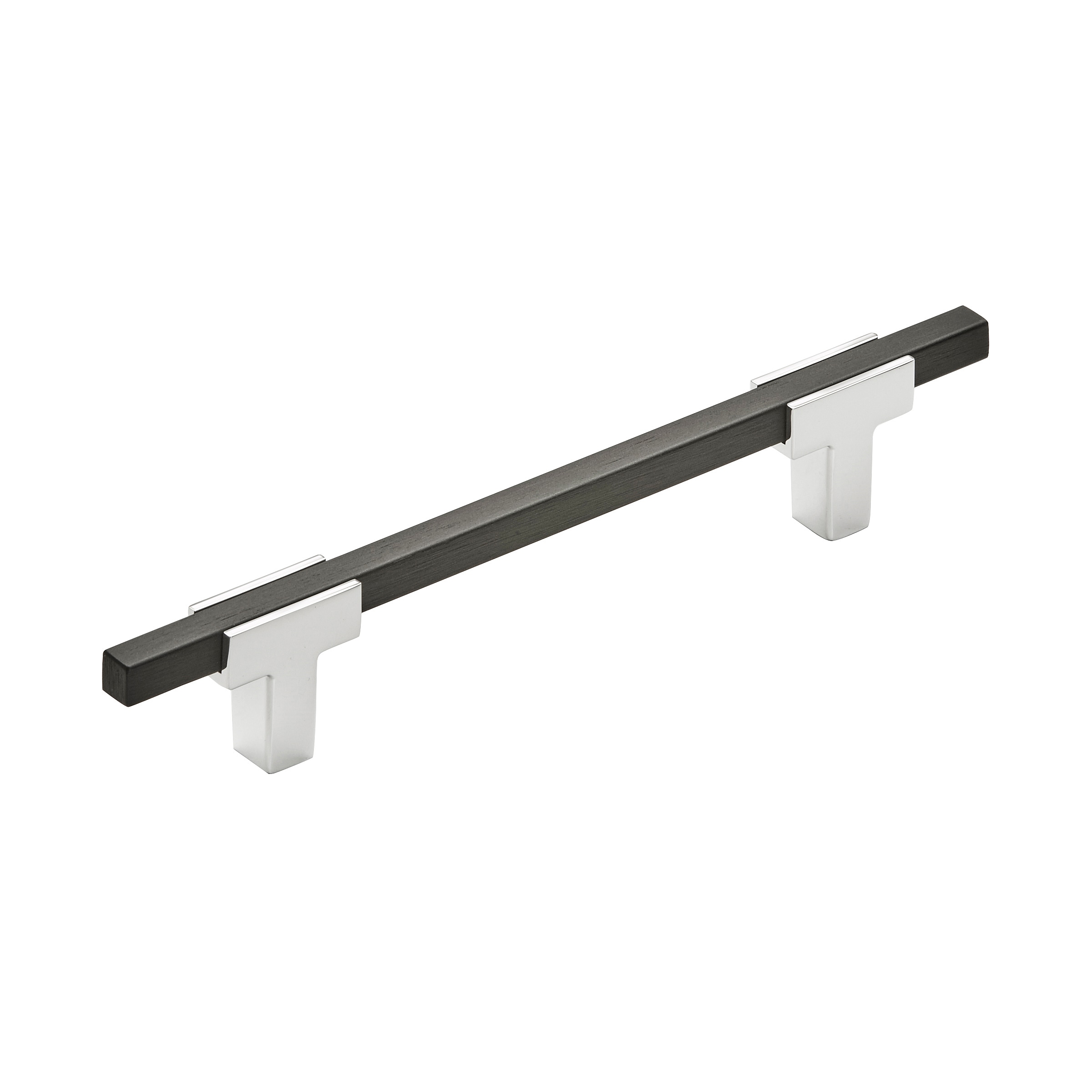 Amerock BP77812826BMB Urbanite 5-1/16-in , 128mm Center to Center Polished Chrome/Brushed Matte Black Rectangular Bar