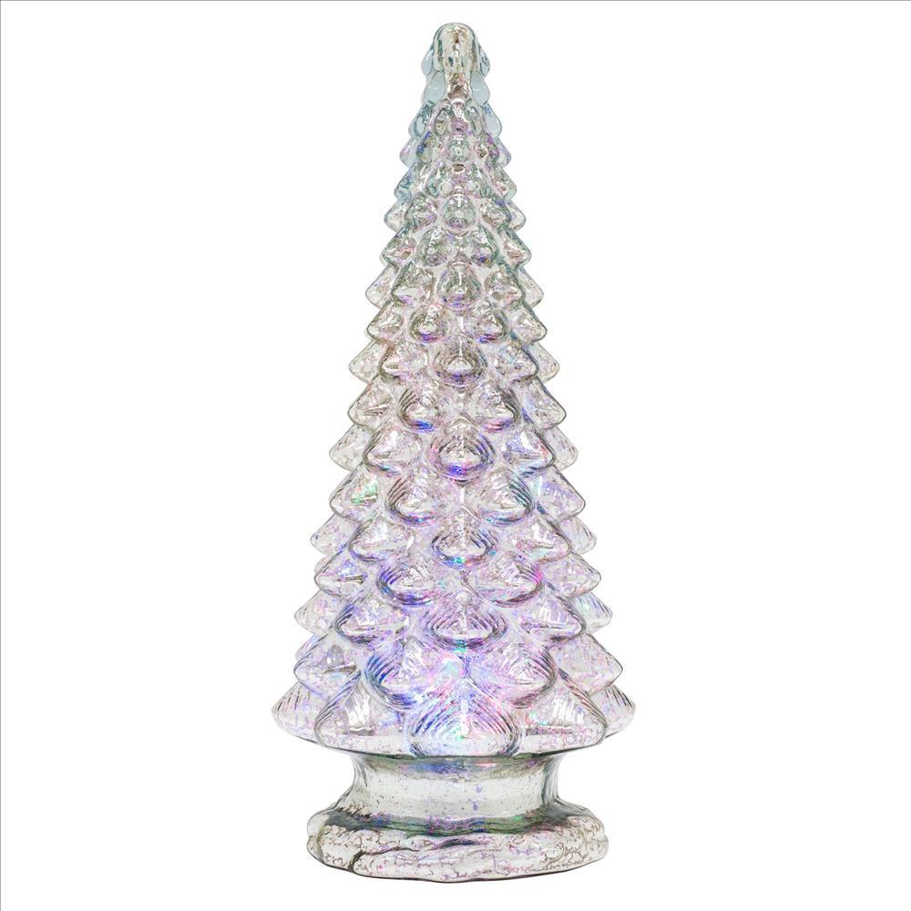  Mercury Glass Christmas Tree, 2-Pack Lighted Xmas Tree