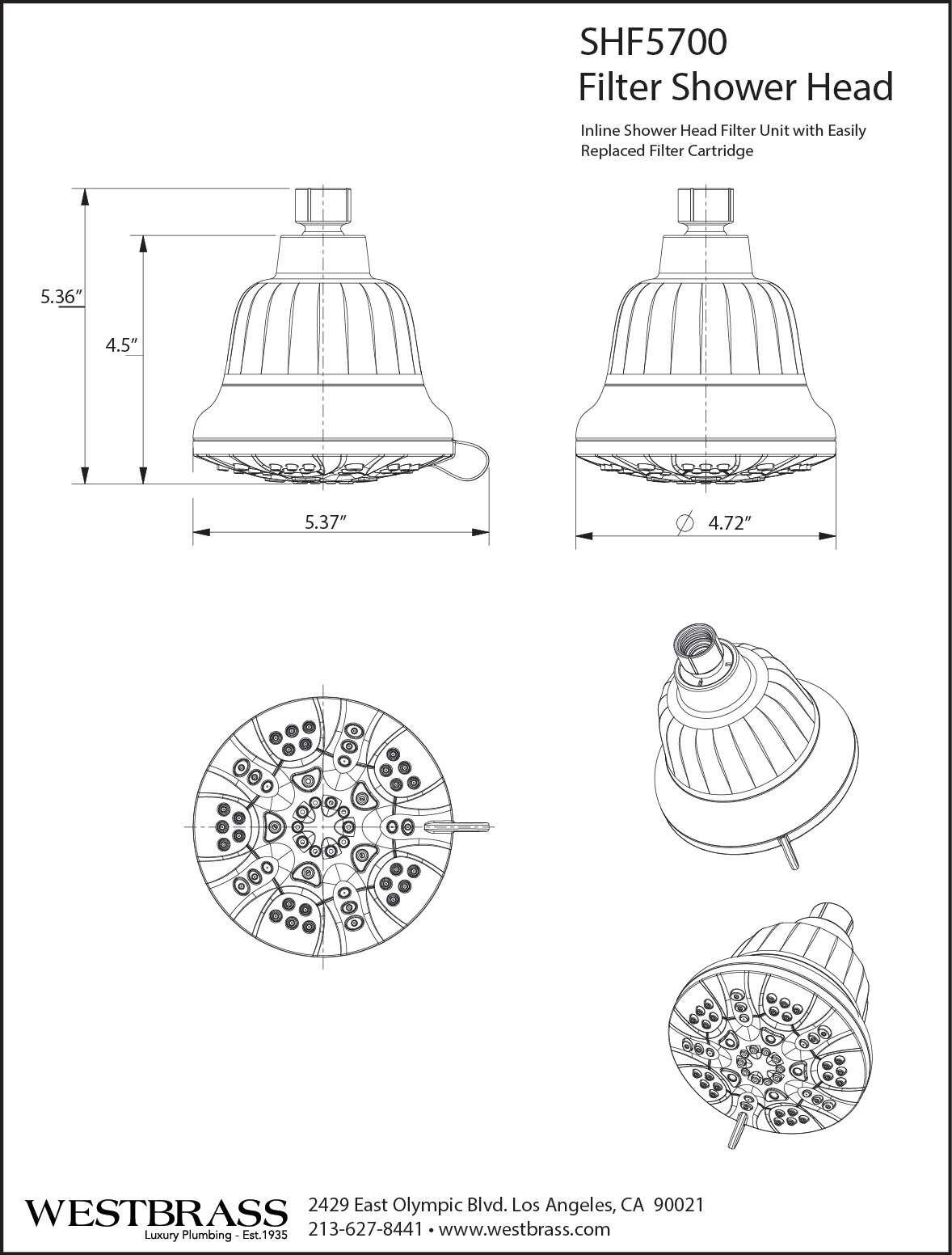 Westbrass SHF5700-07 Fixed-Showerhead - View #7