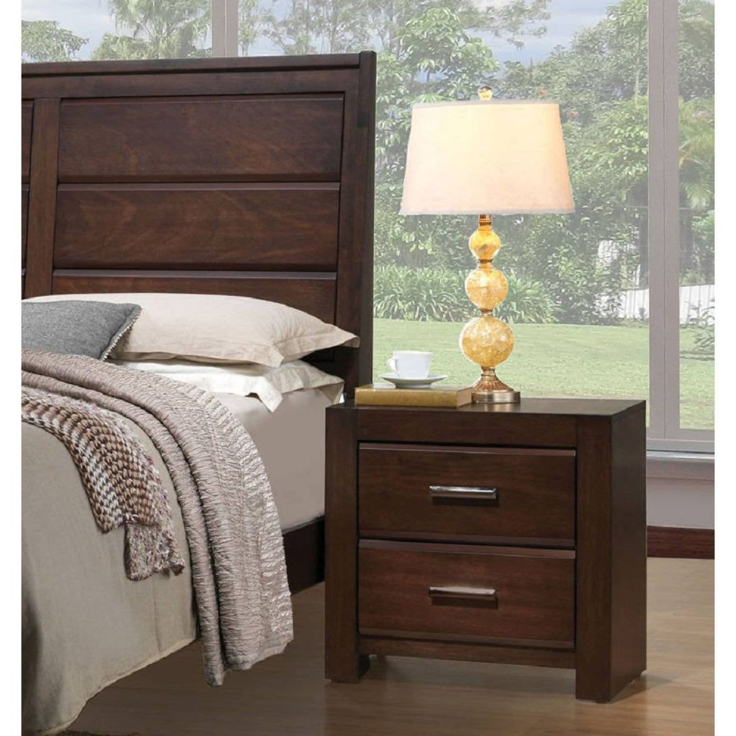 JASMODER 25793 Walnut Nightstand
