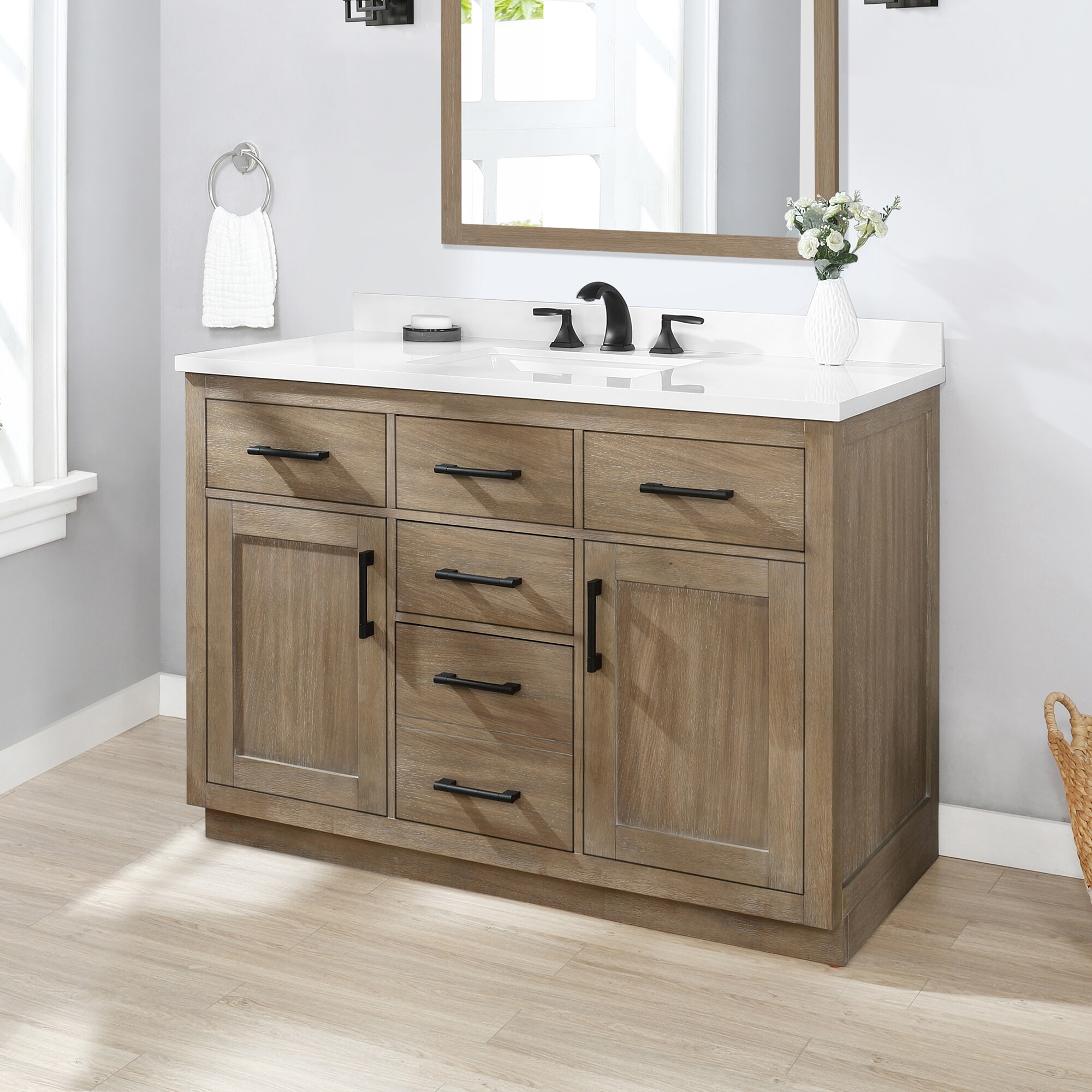 OVE Decors Bailey 48-in Driftwood Oak Undermount Single Sink Bathroom ...