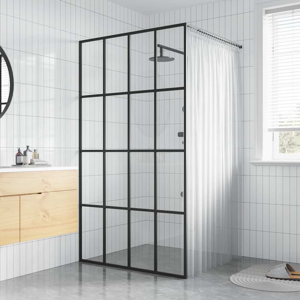 Tinyhomie - Walk-in Shower Screen Clear Tempered Glass 39.4 in. x 76.8