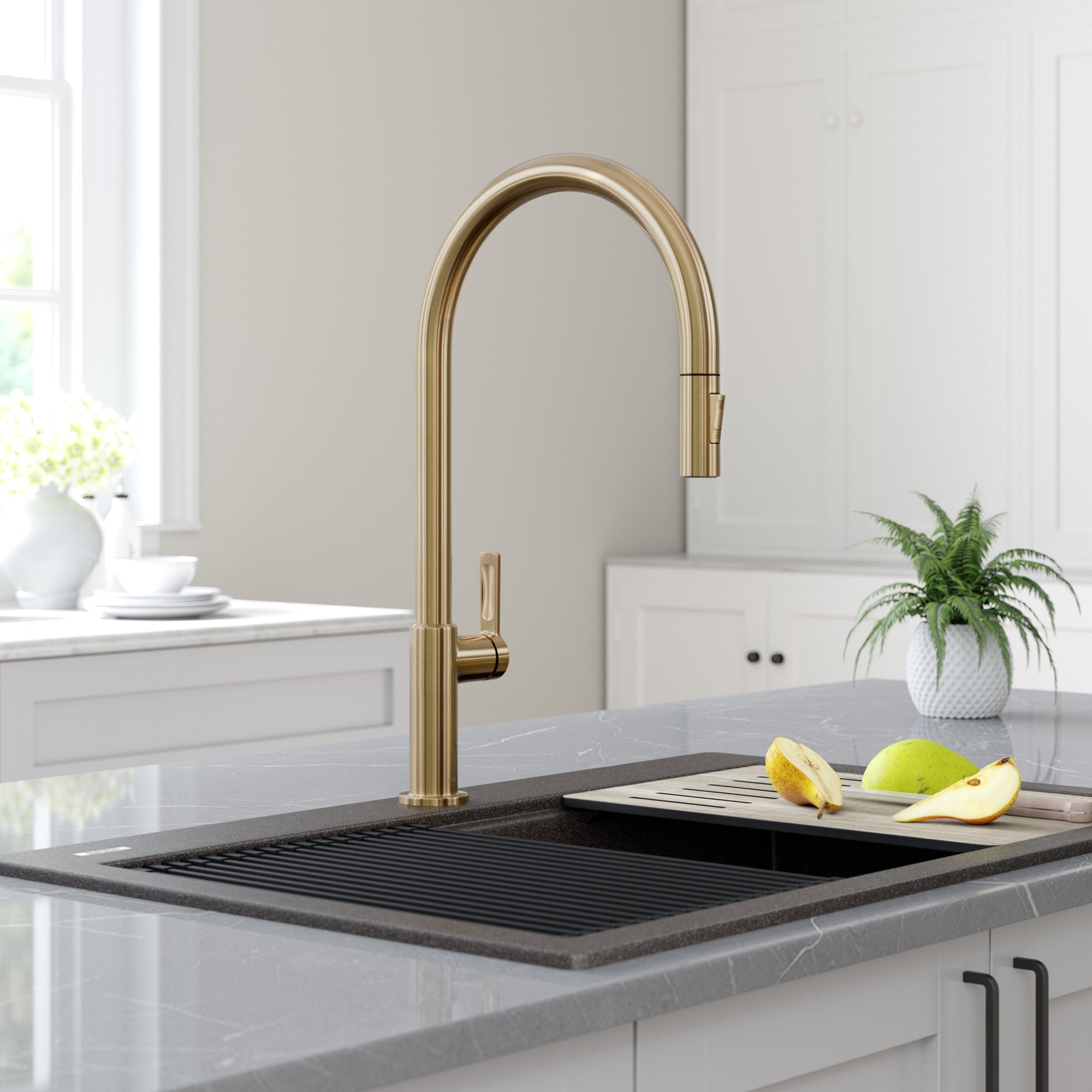 KRAUS Oletto Spot Free Antique Champagne Bronze Kitchen Faucet