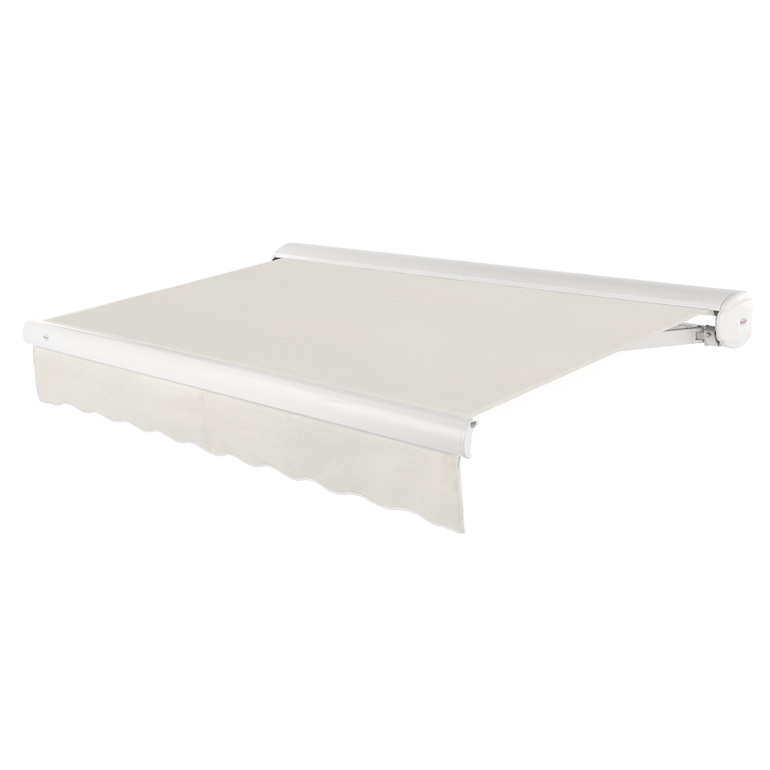 Awntech KWL16-L-OAT Key West Left Motor 192-in Wide x 120-in Projection x 10-in Height Fabric Oatmeal Tweed Solid Motorized Retractable Patio Awning
