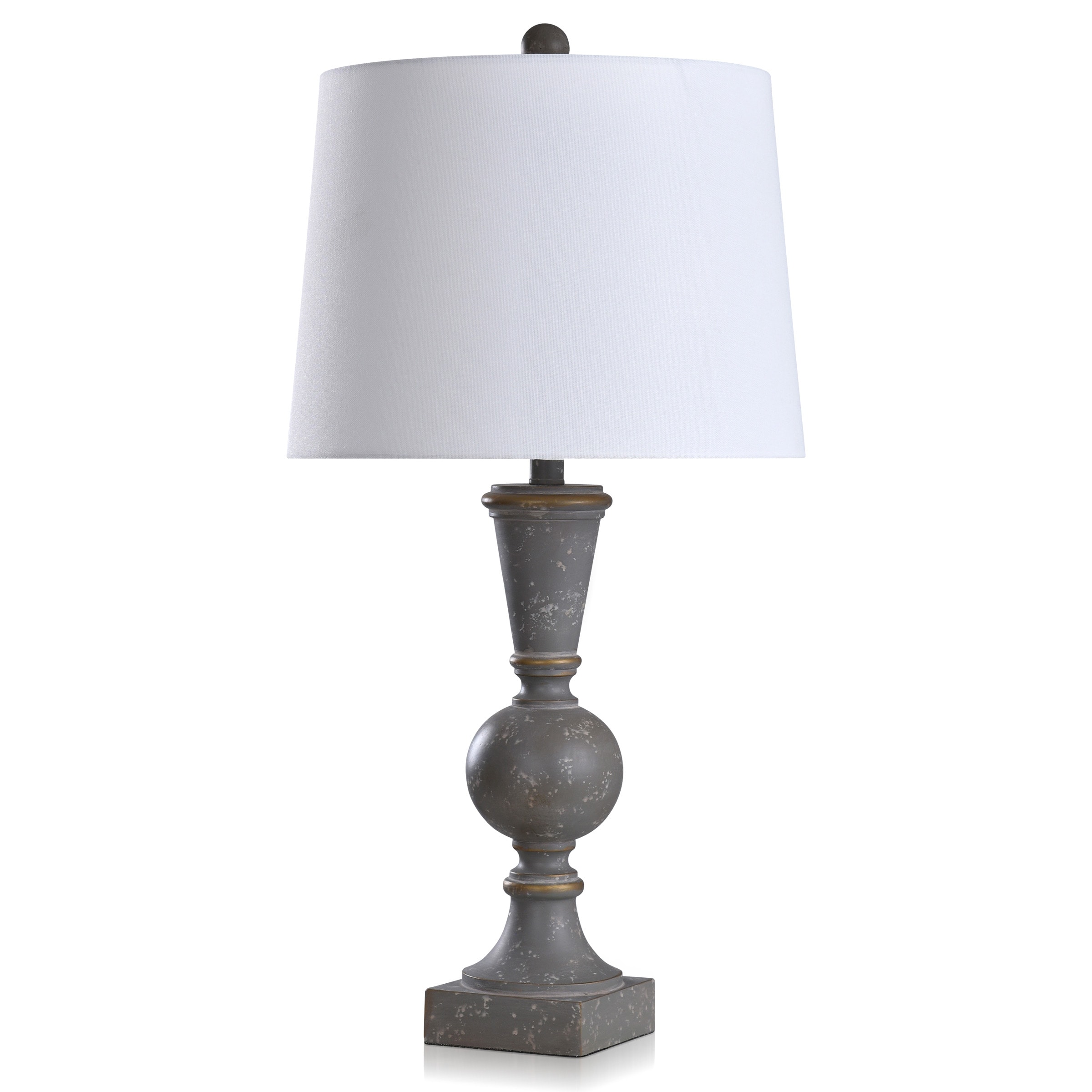 StyleCraft Home Collection KHL331360DS Asher Distressed Gray 3-way Table Lamp with Linen Shade