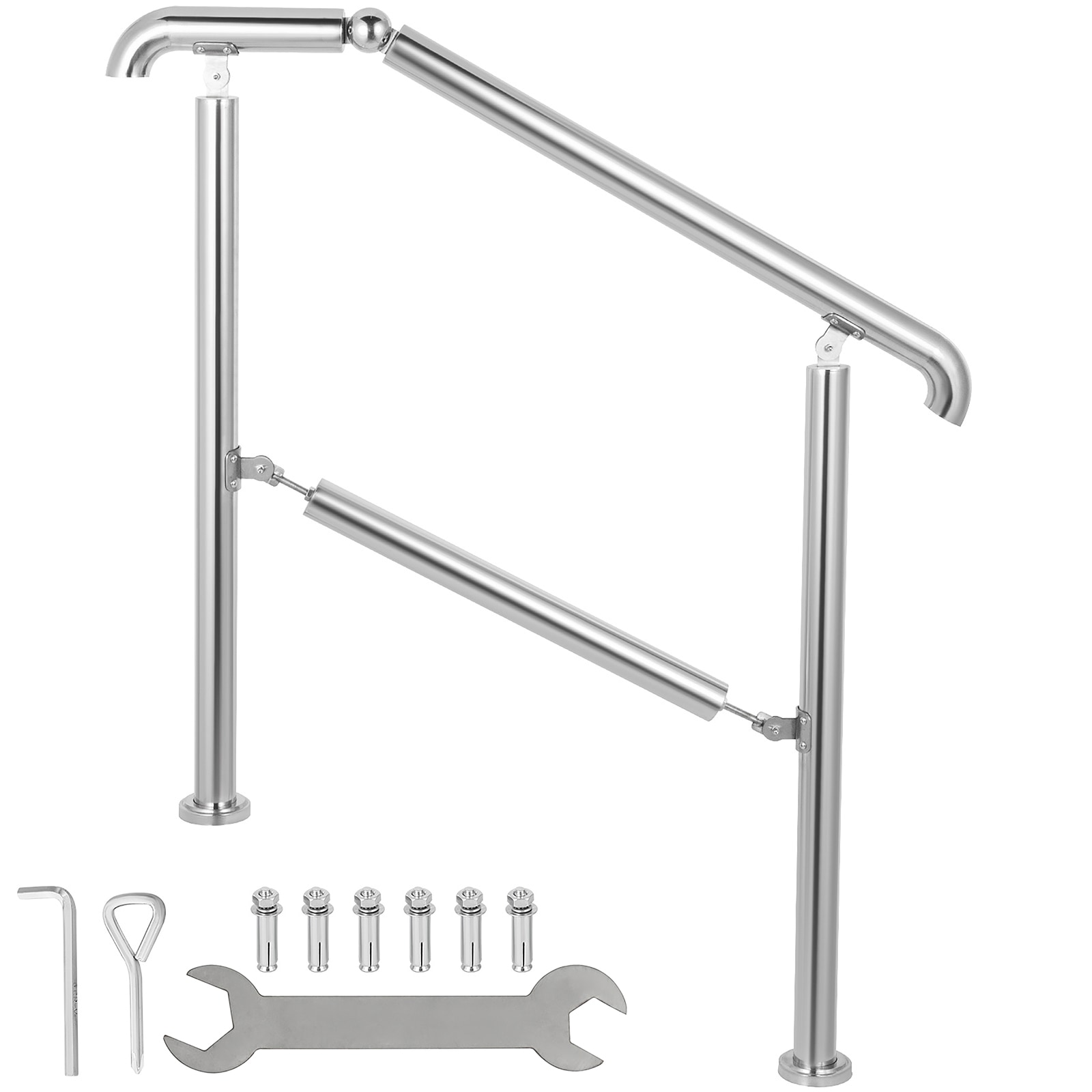 VEVOR BXGLTFS3BDLZ00001V0 2-3 Steps Stainless Steel Handrail 41.7-Inches x 33.9-Inches Stainless steel Finished Aluminum Handrail