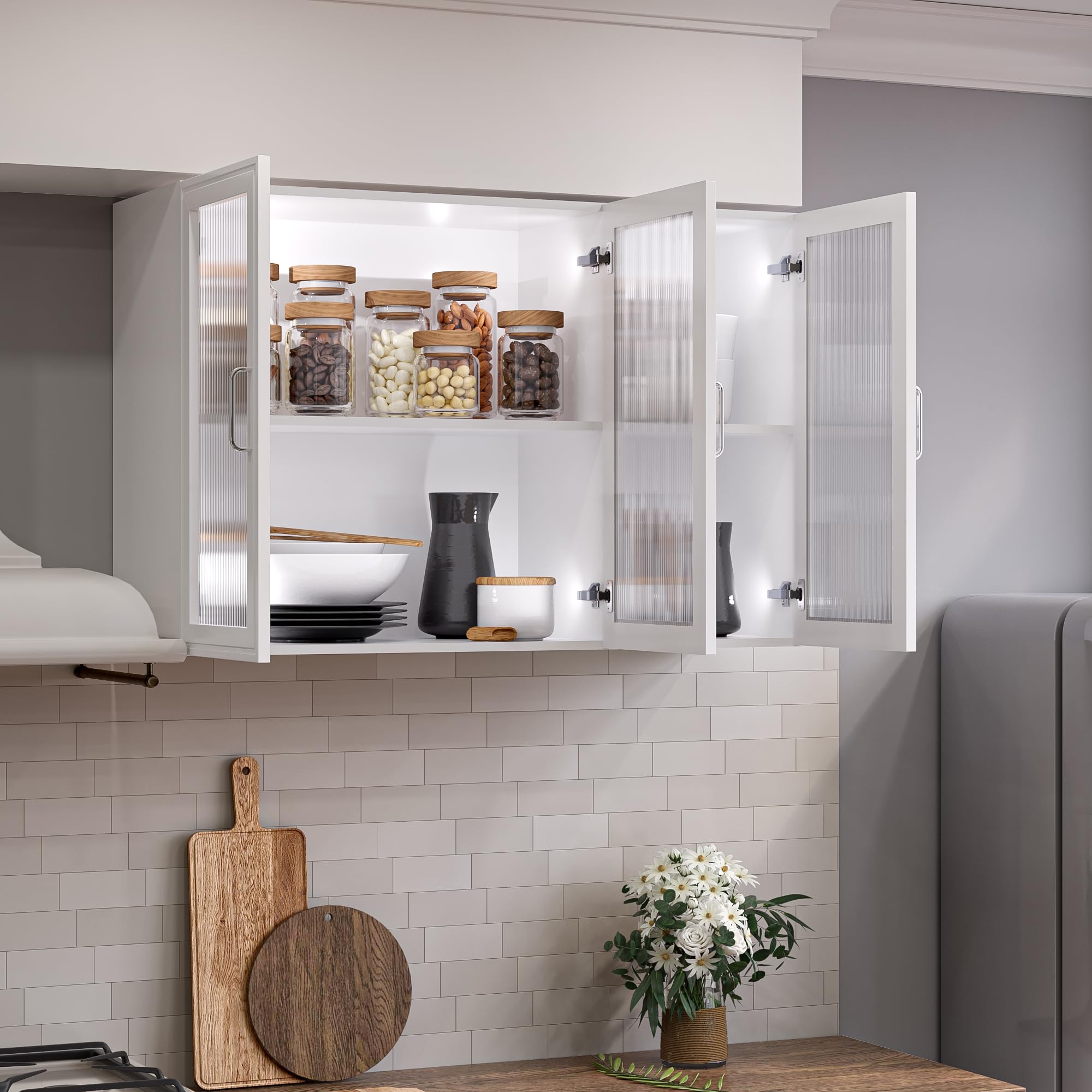 LTMATE 35.5-in W x 23.6-in H MDF White Wall-mount Utility Storage Cabinet #LSFNZ23LCWT2426N