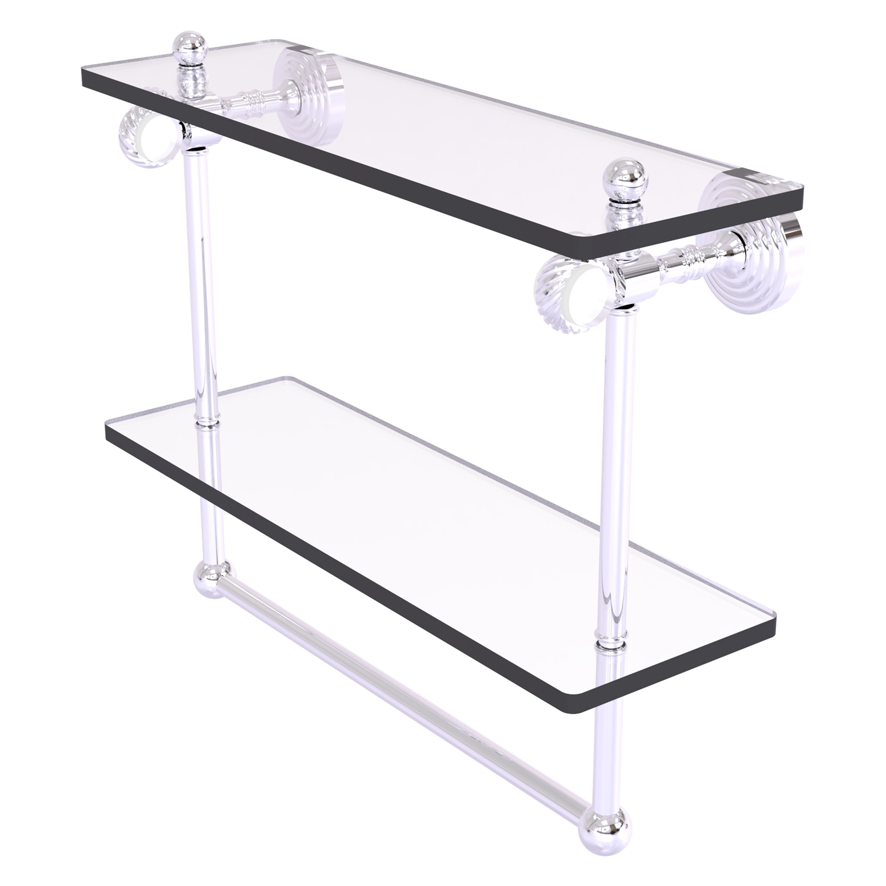 Allied Brass PG-2TBT-16-PC Pacific Grove Polished Chrome 2 -Tier Wall mount Bathroom Shelf ( 16-in x 13-in x 5-in )