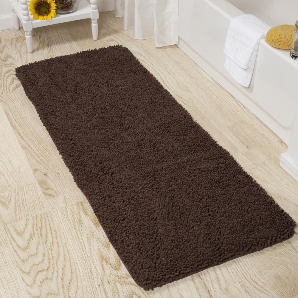 Hastings Home Bathroom Mats 60-in x 24-in Silver Cotton Bath Rug