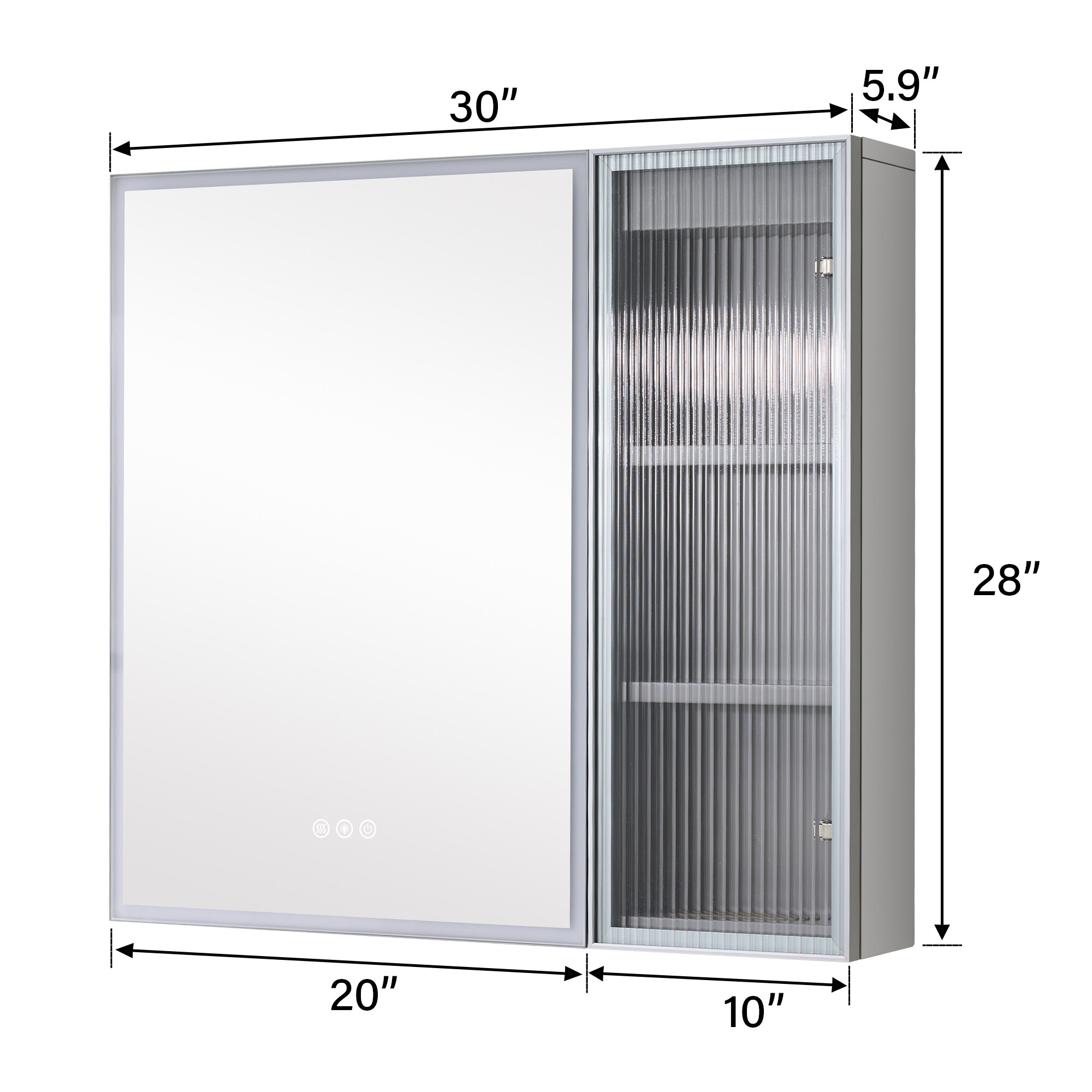 WELLFOR FL30MCL-GY Bathroom-Medicine-Cabinets - View #12