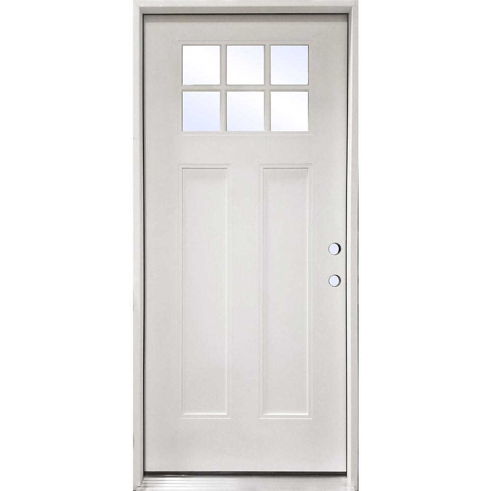 Greatview Doors FG523SGL36L-6 36-in x 80-in x 6-9/16-in Fiberglass Craftsman Left-hand inswing Fiberglass Unfinished Prehung Front Door Insulating core