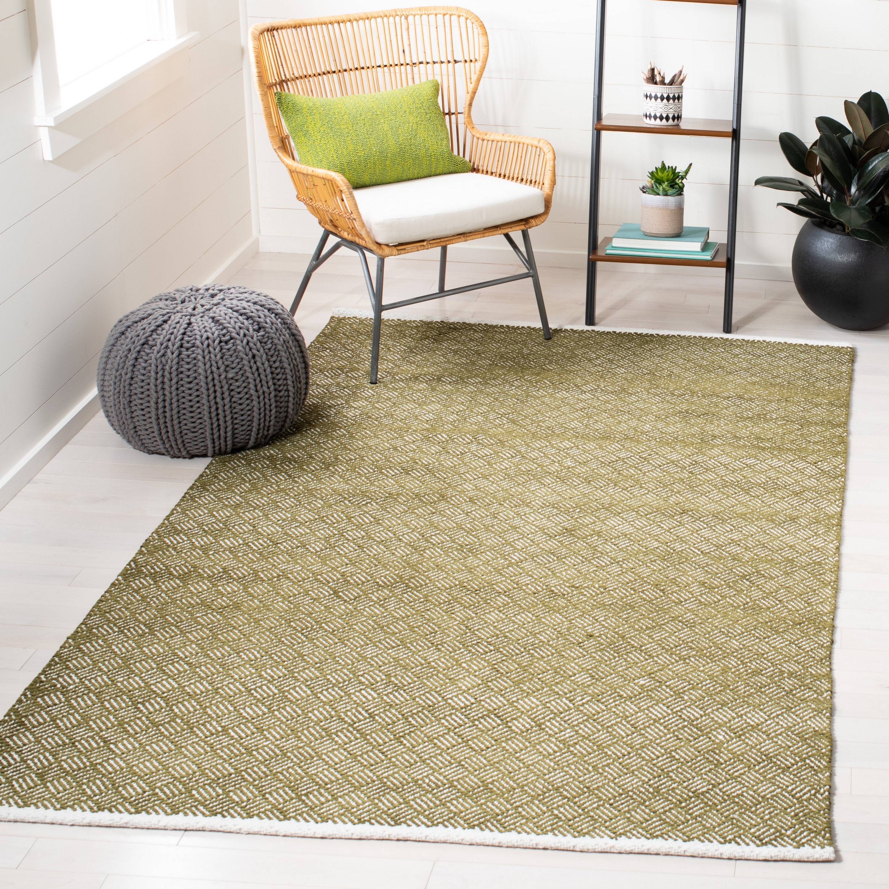 Safavieh BOS680B-24 Boston 3 x 4 (ft) Tufted Cotton Olive Rectangular Indoor Geometric Bohemian/Eclectic Throw rug