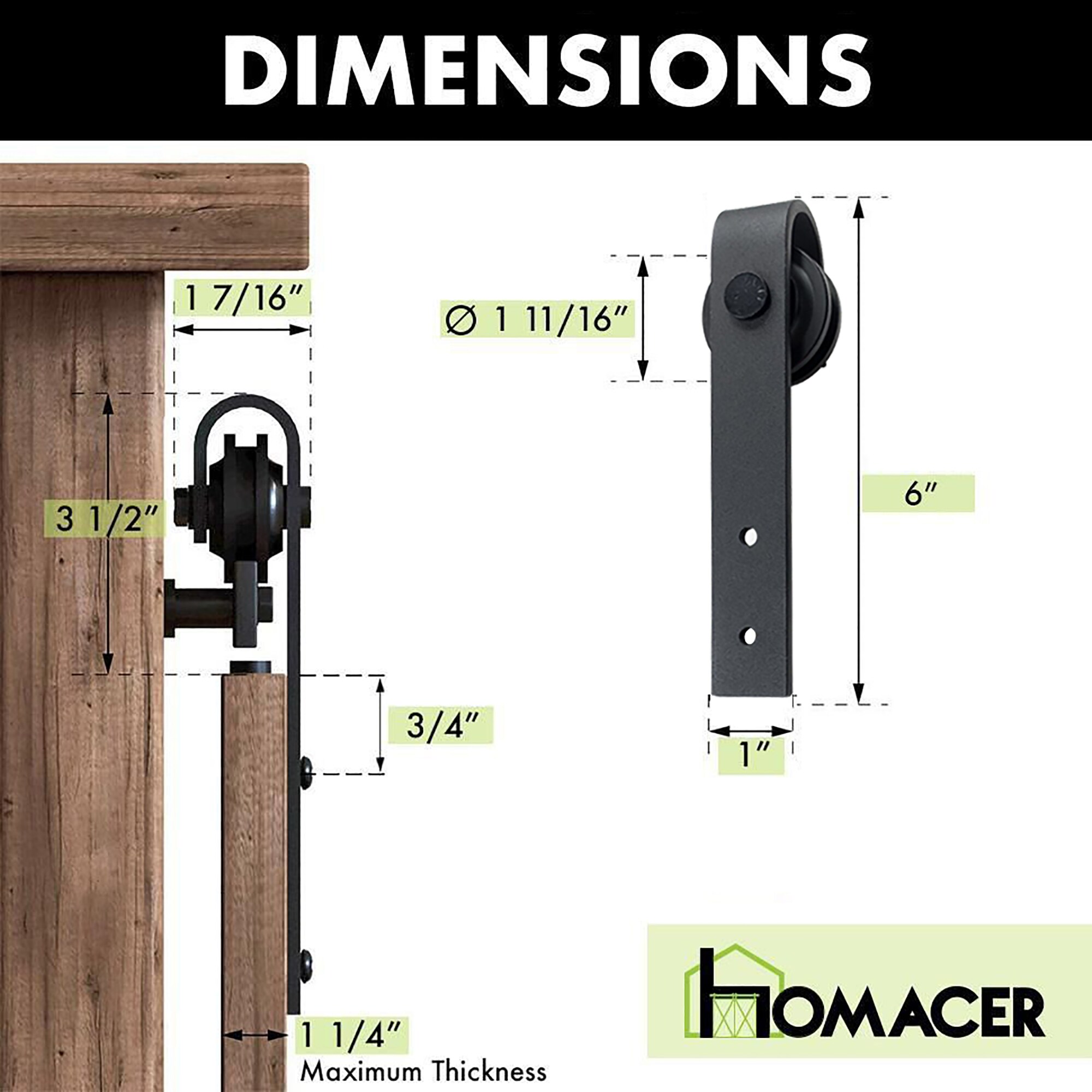 HOMACER 36-in Rustic Black IndoorOutdoor J-strap Single Barn Door Hardware  Kit in the Barn Door Hardware department at Lowes.com