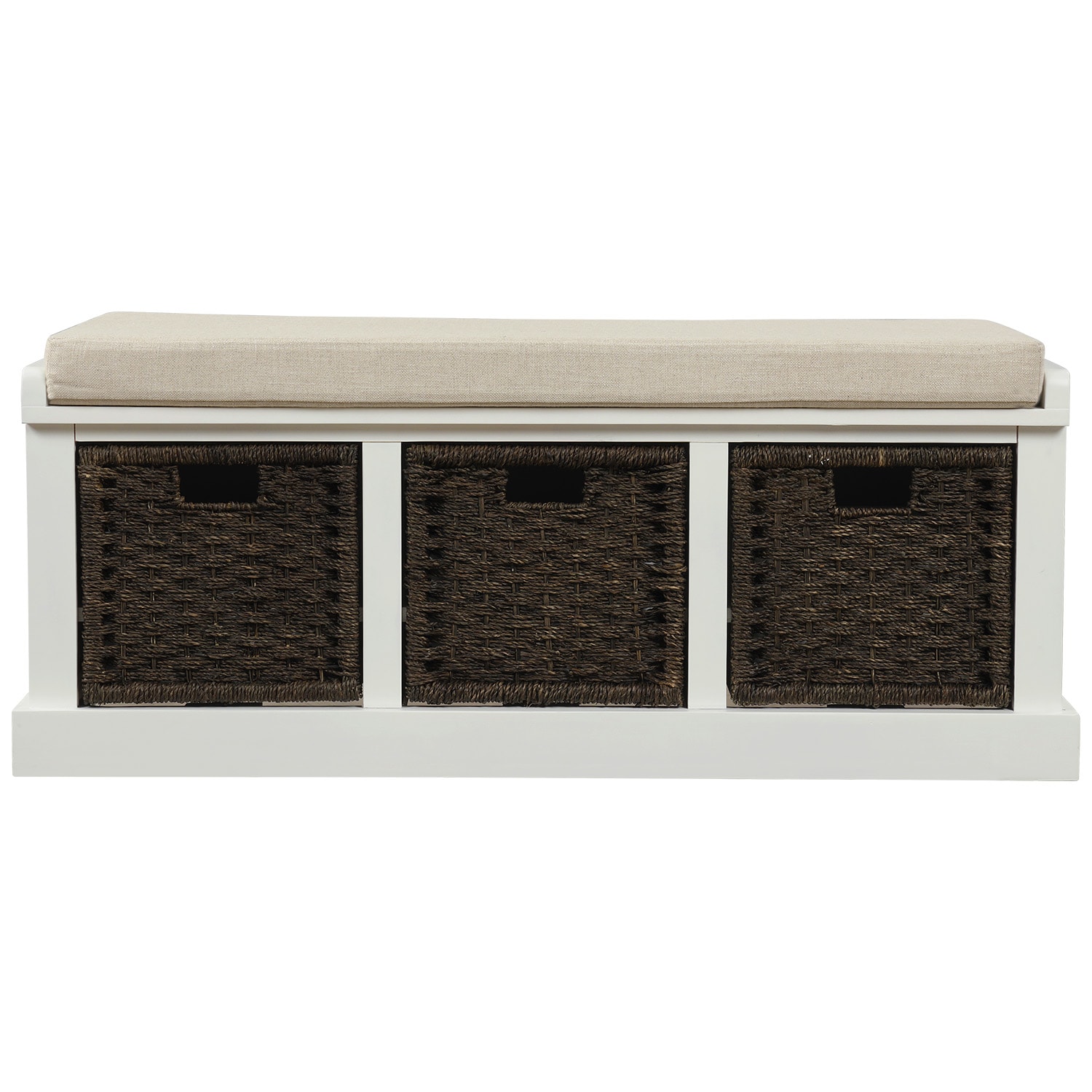 Pouuin TE443AKS Casual Color White and Distressed Storage Bench with Storage 42.5-in x 15.7-in x 17-in