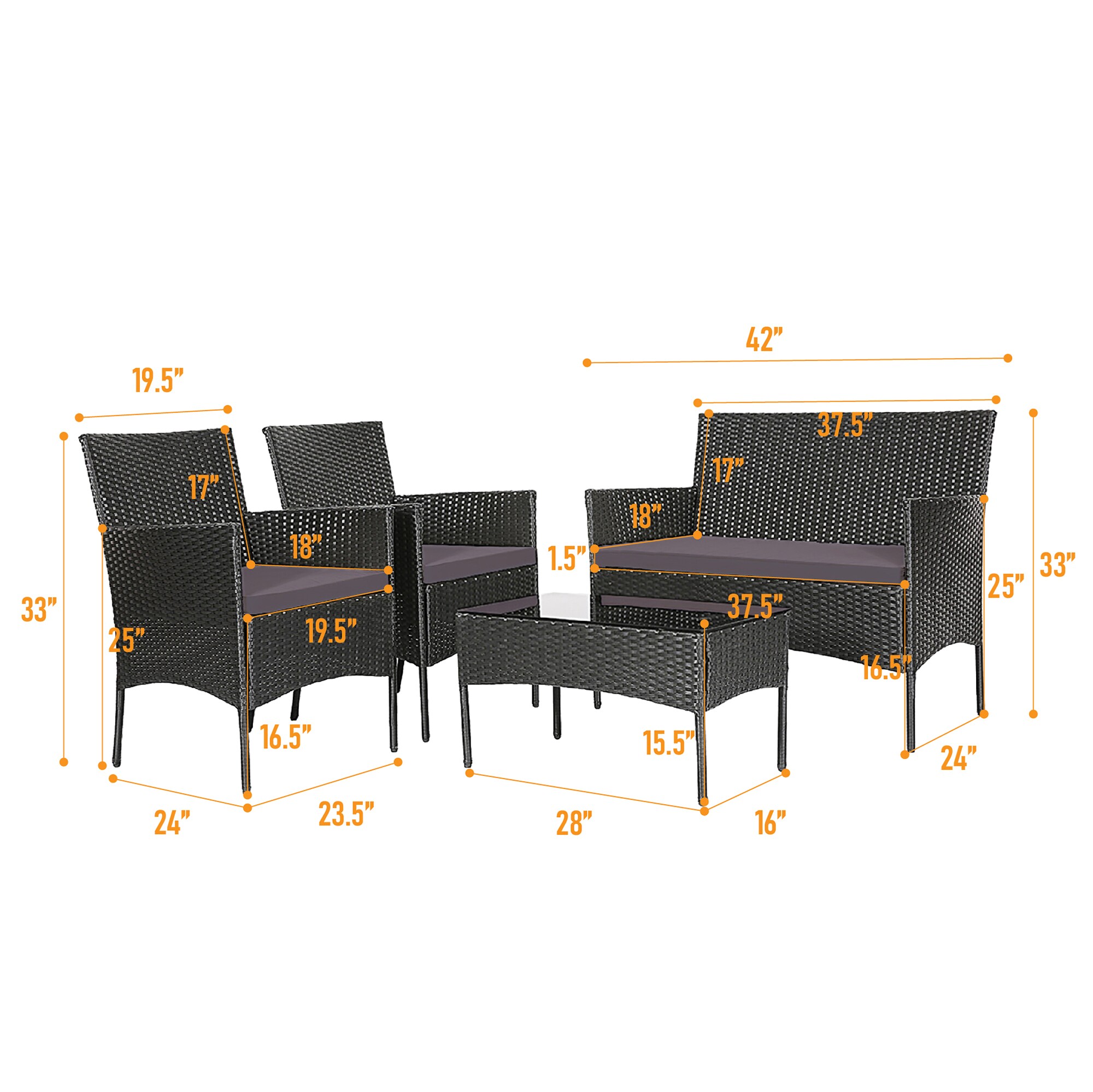 WELLFOR OUJ65357WH-GR Patio-Conversation-Sets - View #2
