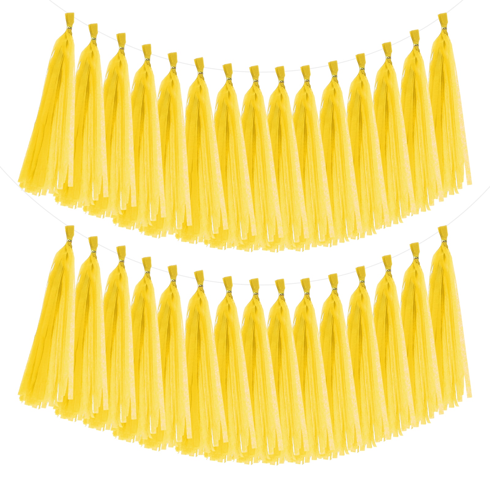 Unique Bargains 40pcs Tassel Garland Banner Tissue Paper for Streamers Party Decorations Valentine's Day Birthday Decor for Women with Rope and Tie Wire (Bright Yellow 14.6inch) #S26011400UX6711