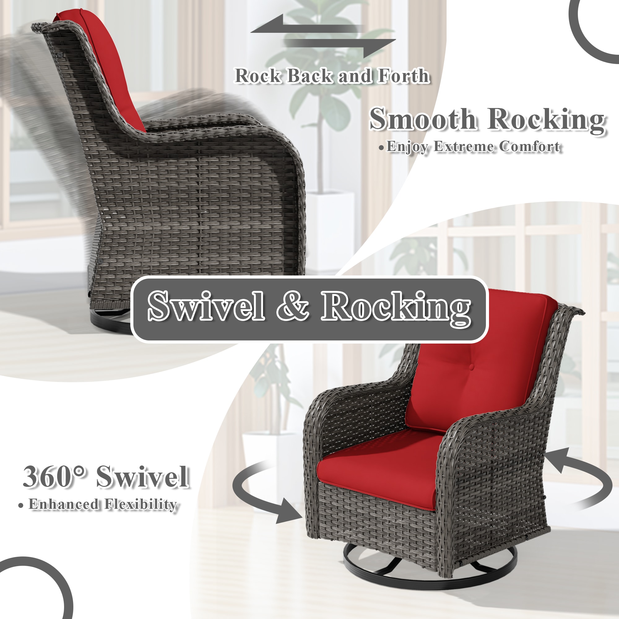 Gardenbee HGL-M01-RED Patio-Conversation-Sets - View #6