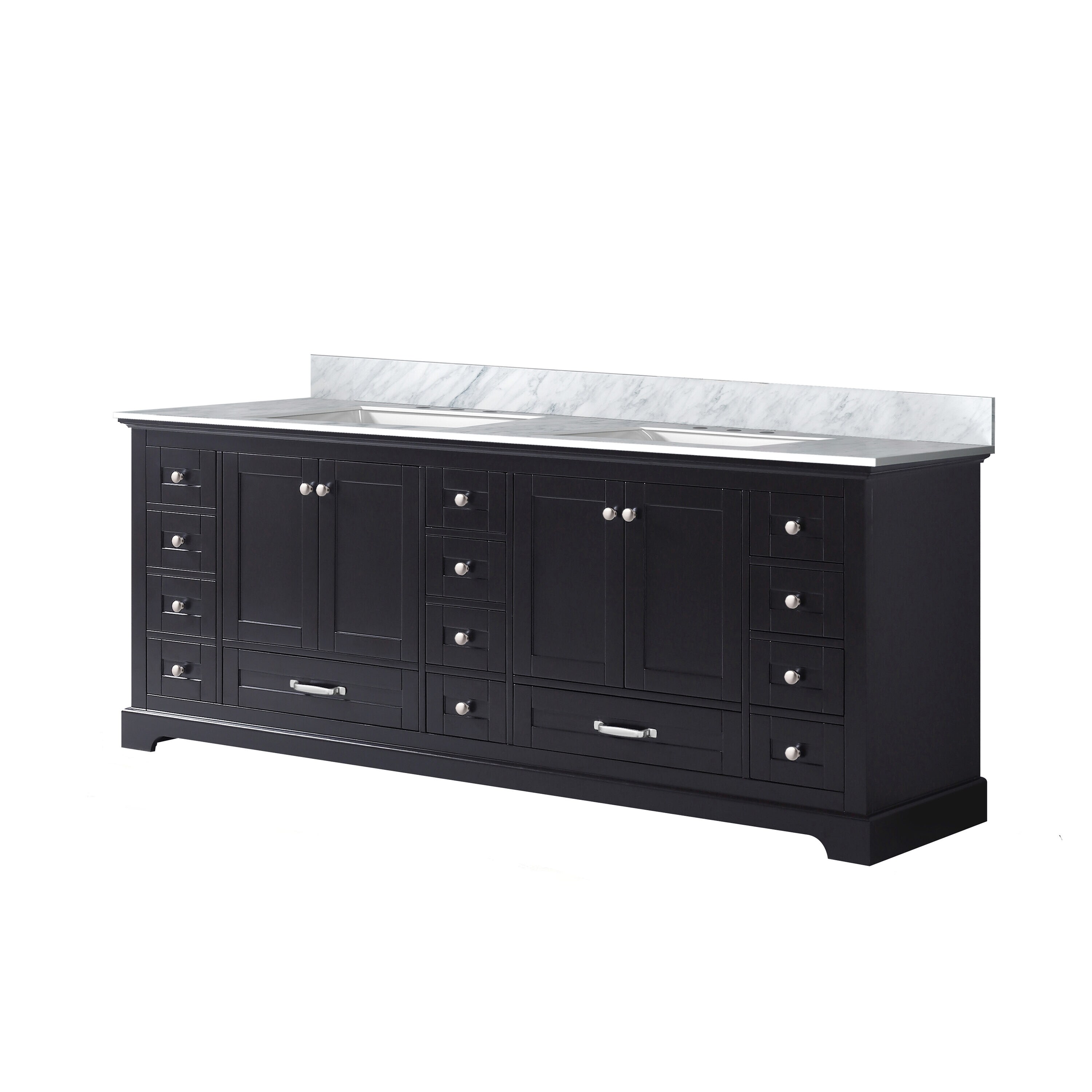 Espresso Double Vanity with Carrara Marble Top and Sinks