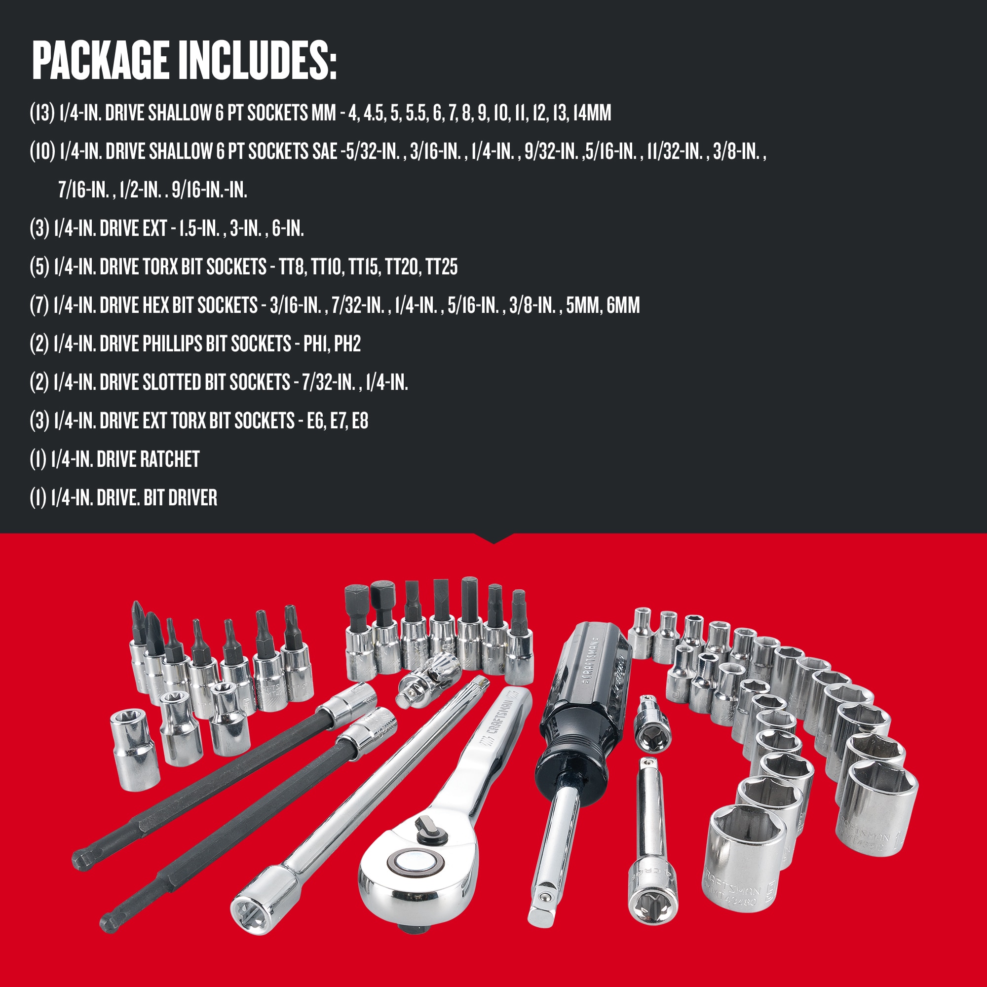 CRAFTSMAN 48-Piece Standard (SAE) and Metric Combination Polished