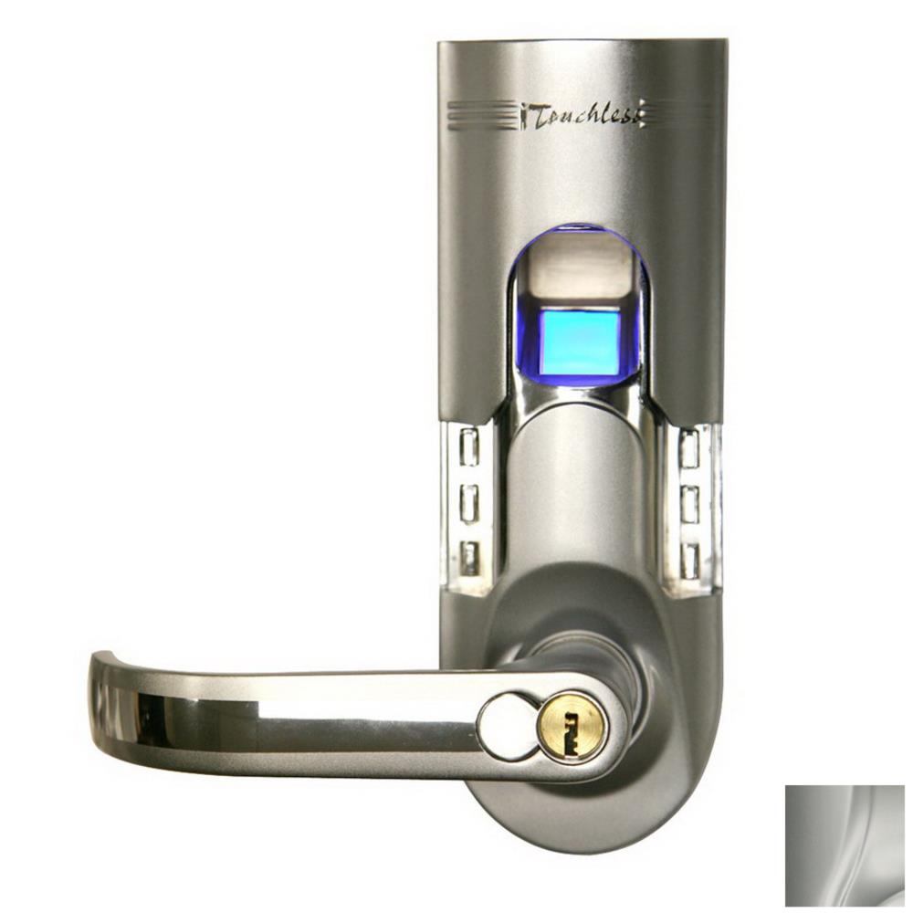 iTouchless BM003L BioMatic Silver 1-Cylinder Biometric Lock Electronic Handle Touchscreen