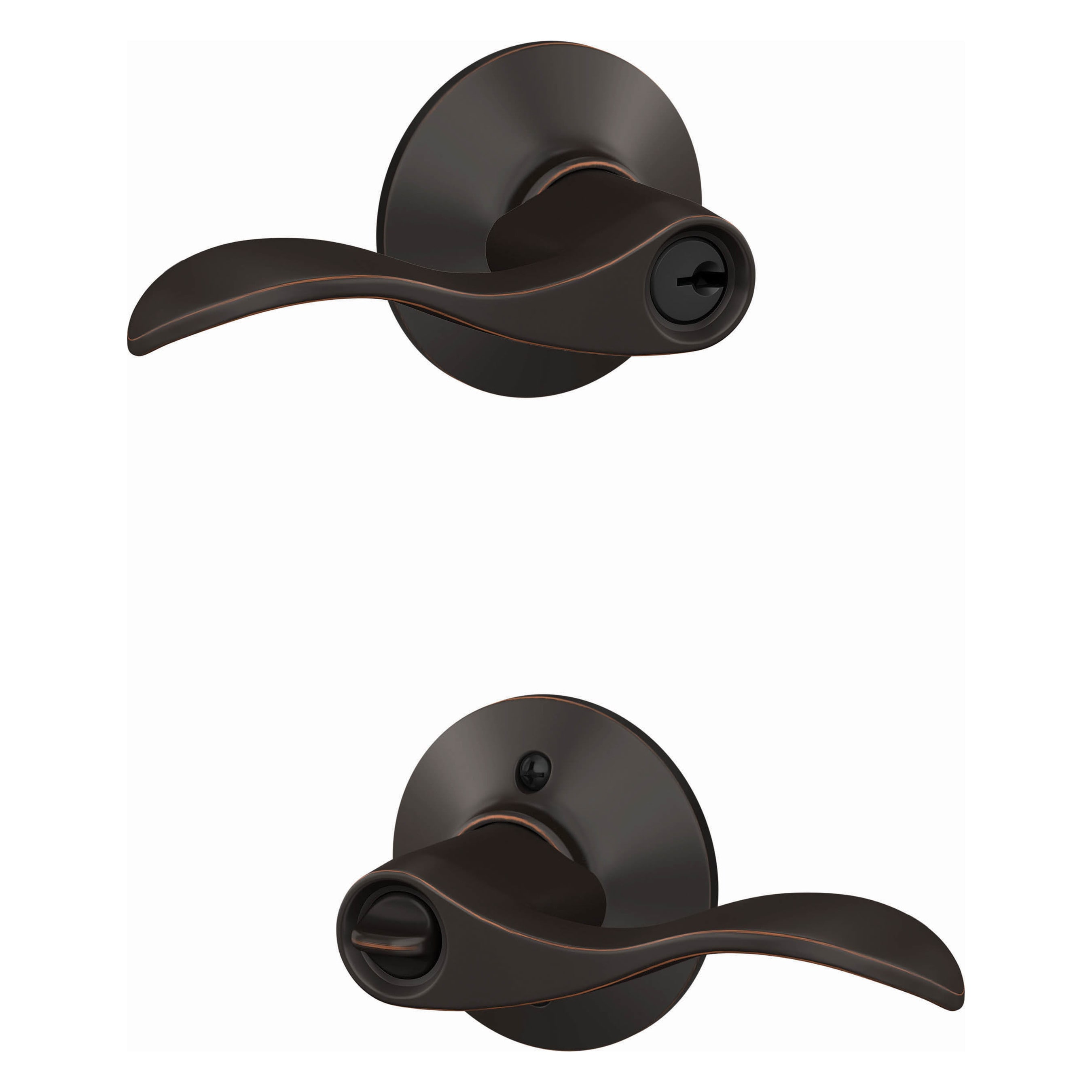 Schlage F51 V ACC 716 Accent Aged Bronze Exterior Keyed entry Door Handle