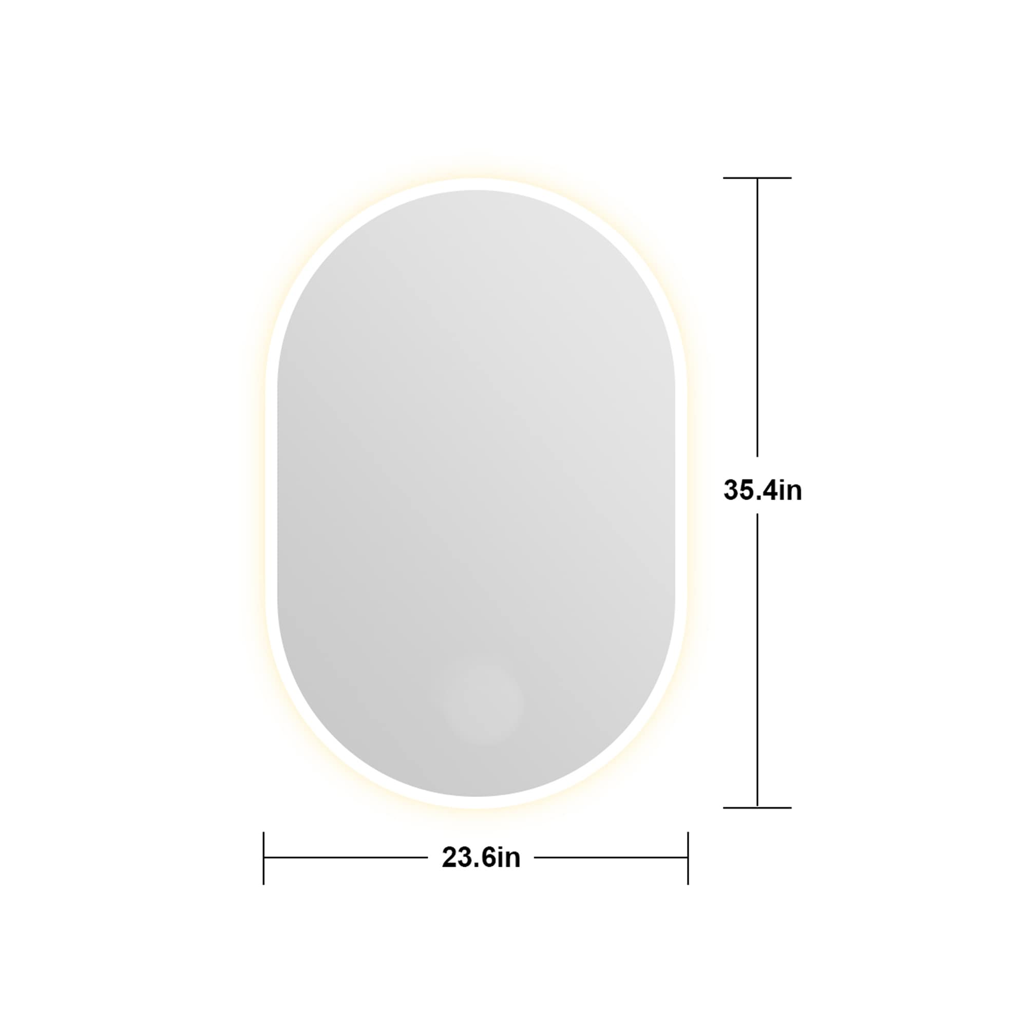 KINWELL Bathroom Mirror 23.6-in x 35.4-in Dimmable Lighted Clear