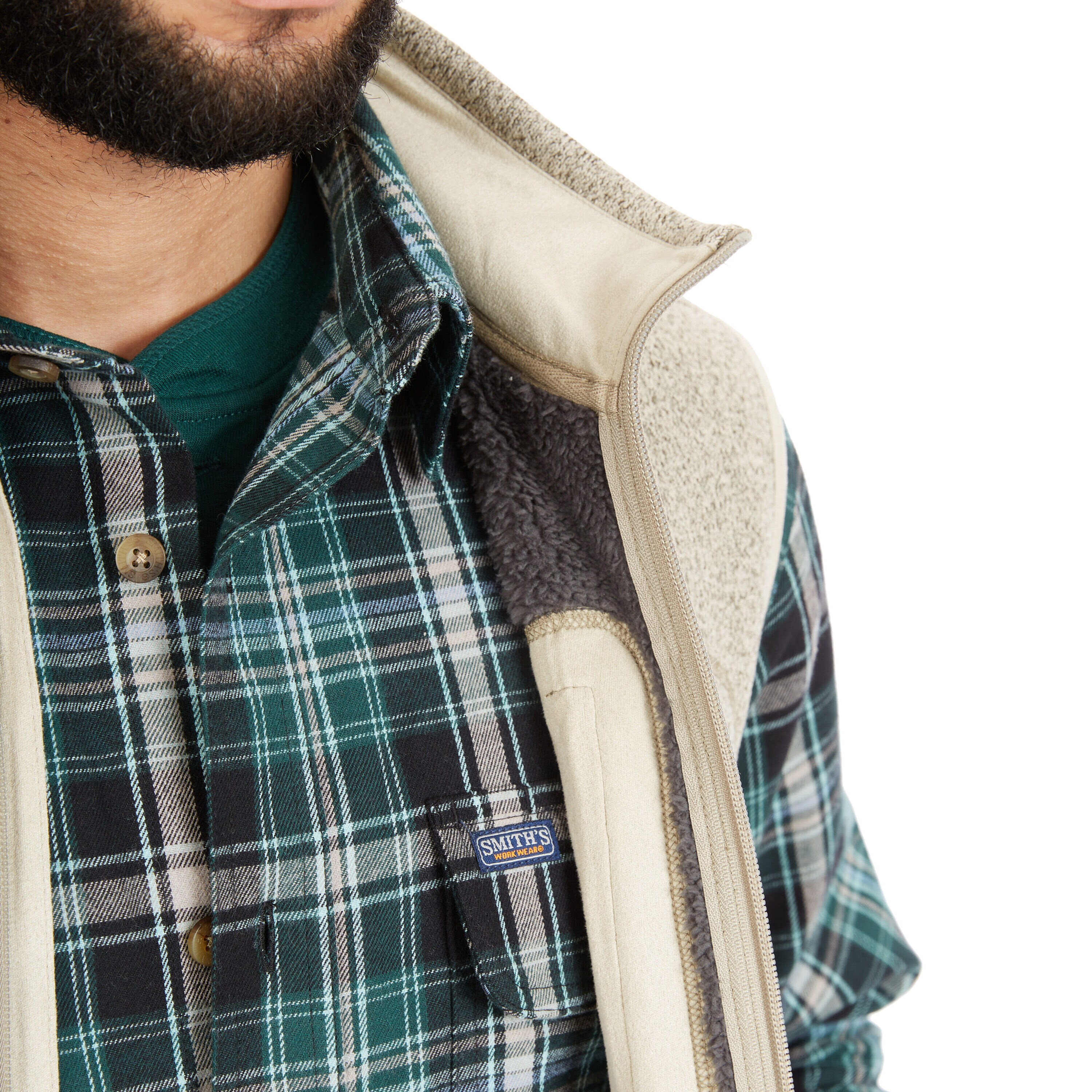 Smith's Workwear Sherpa-Lined Sweater Fleece Vest with Zip Pockets