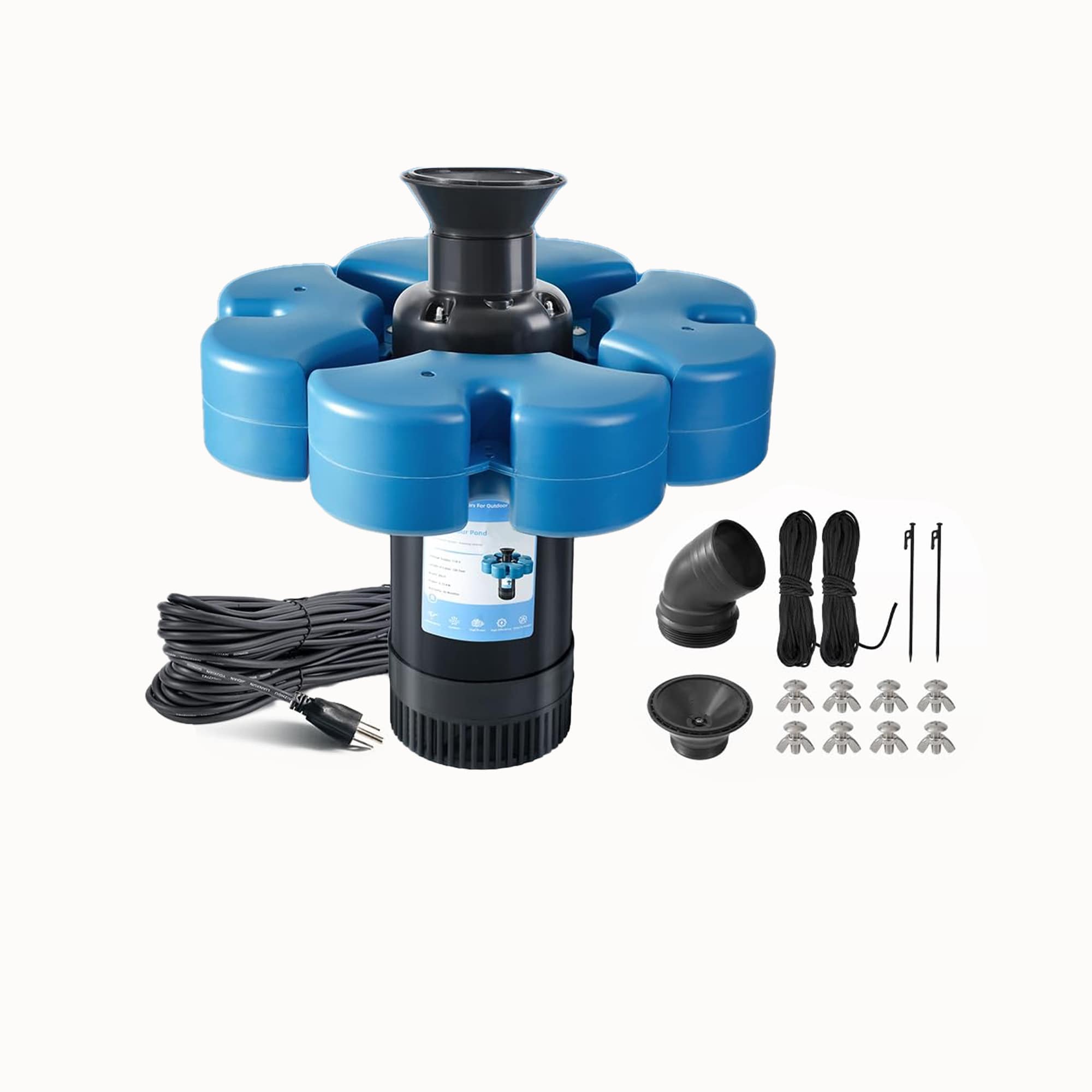 Etokfoks  Pond Fountain Aerator 1HP 110V 15000 GPH Fountain Pump Fully Automatic Powerful Lake Floating Fountain 100 FT