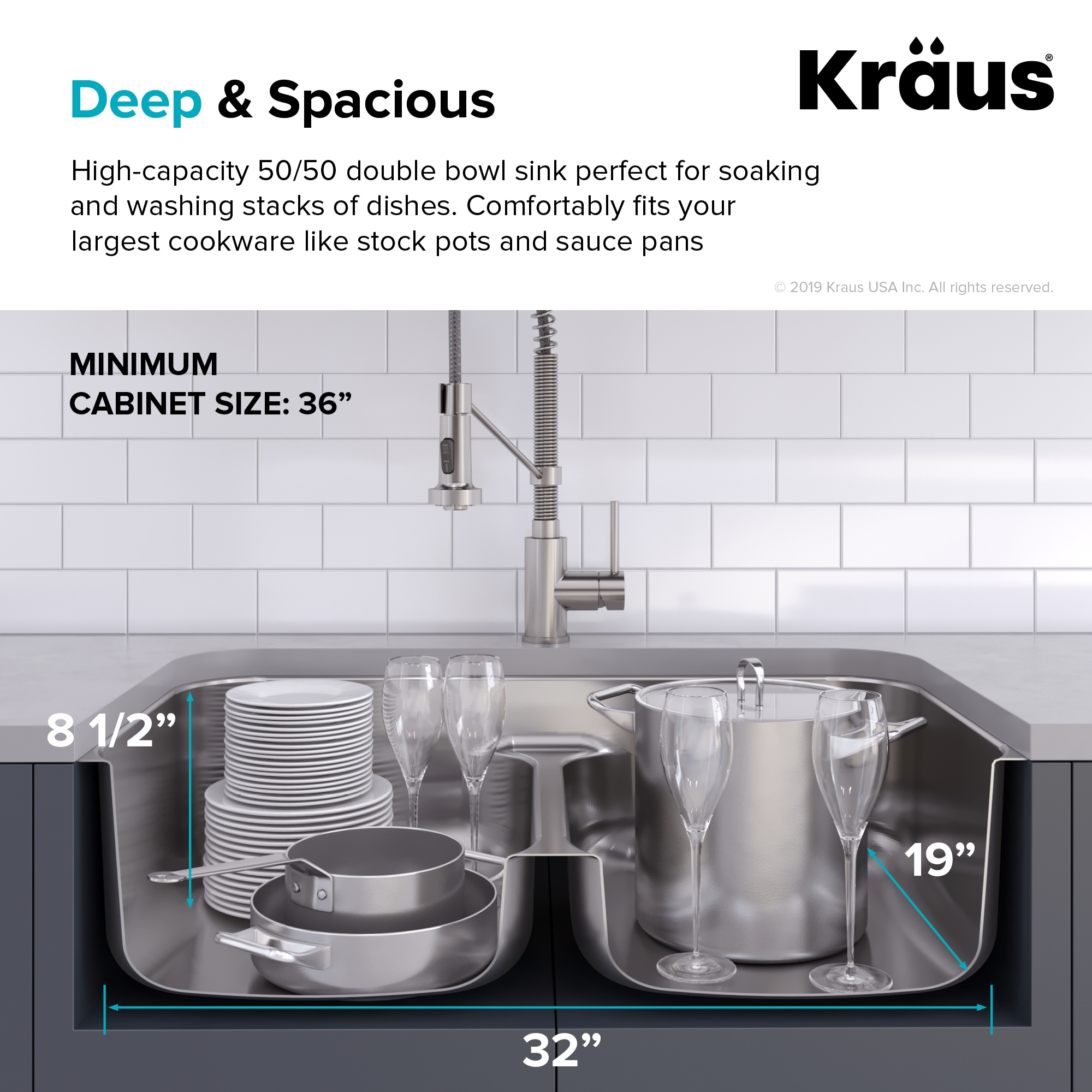 Kraus Premier Undermount 32-in x 19-in Stainless Steel Nickel Double Equal  Bowl Kitchen Sink in the Kitchen Sinks department at