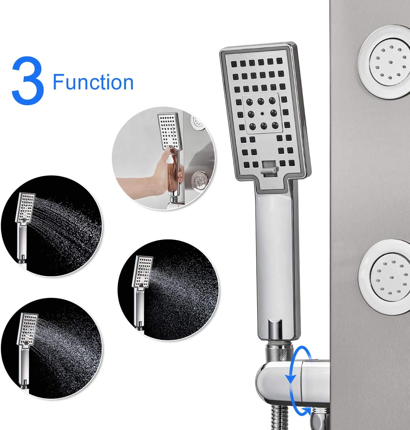 American Imaginations Brushed Stainless Steel/Stainless Steel Waterfall  Shower Panel System