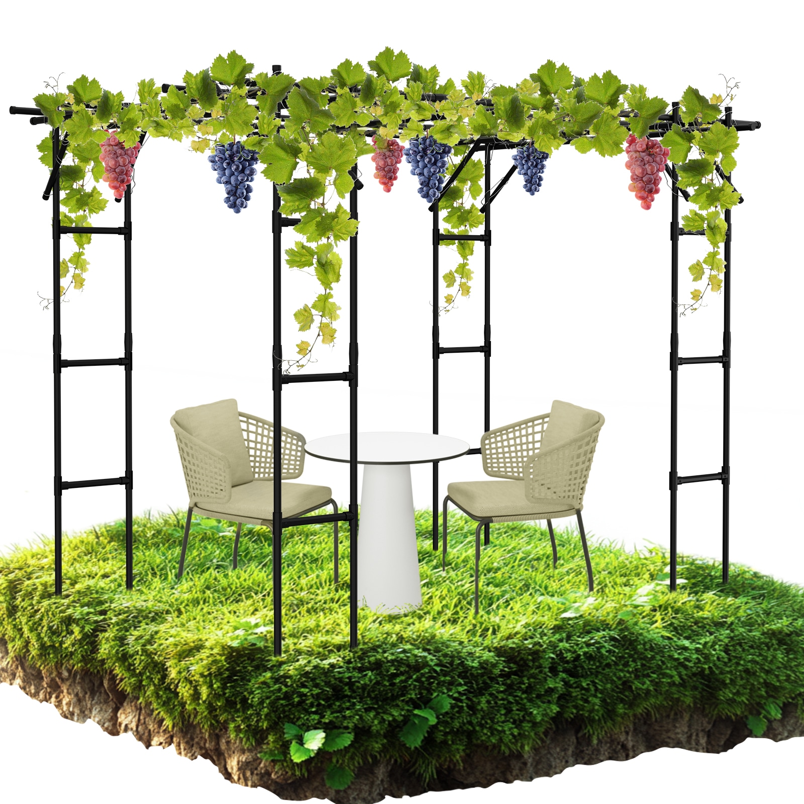 DOCRED  Metal Arbor 118-in W x 87-in H Garden Arch Arbor Trellis for Climbing Plants