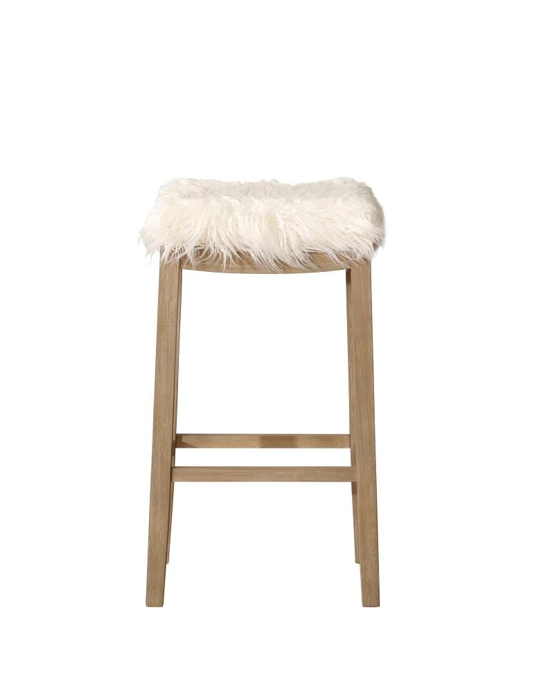 Linon BS228CHA01U Claridge Faux Flokati Bar Stool Driftwood Bar height Upholstered Wood Bar Stool