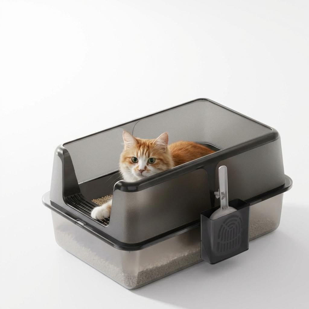 GAOMON - Stainless Steel Cat Litter Box - XL Enclosed Metal Litter Box with Lid Side Litters Filt...