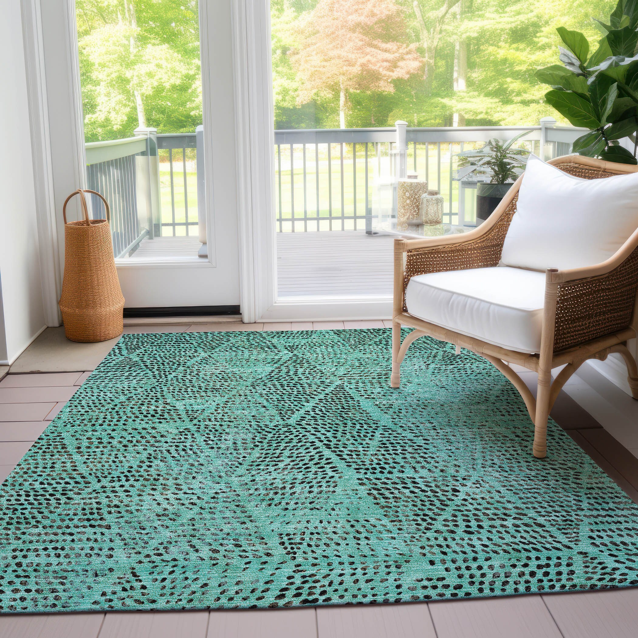 Addison Rugs Machine Washable Indoor Outdoor Chantille ACN591 Teal 9' x