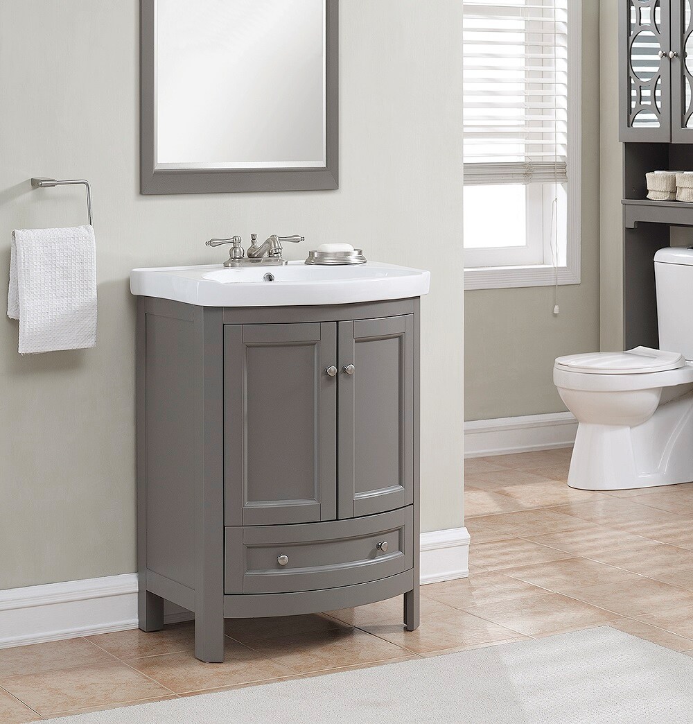 Runfine Bellina 24-in Gray Single Sink Bathroom Vanity with White ...