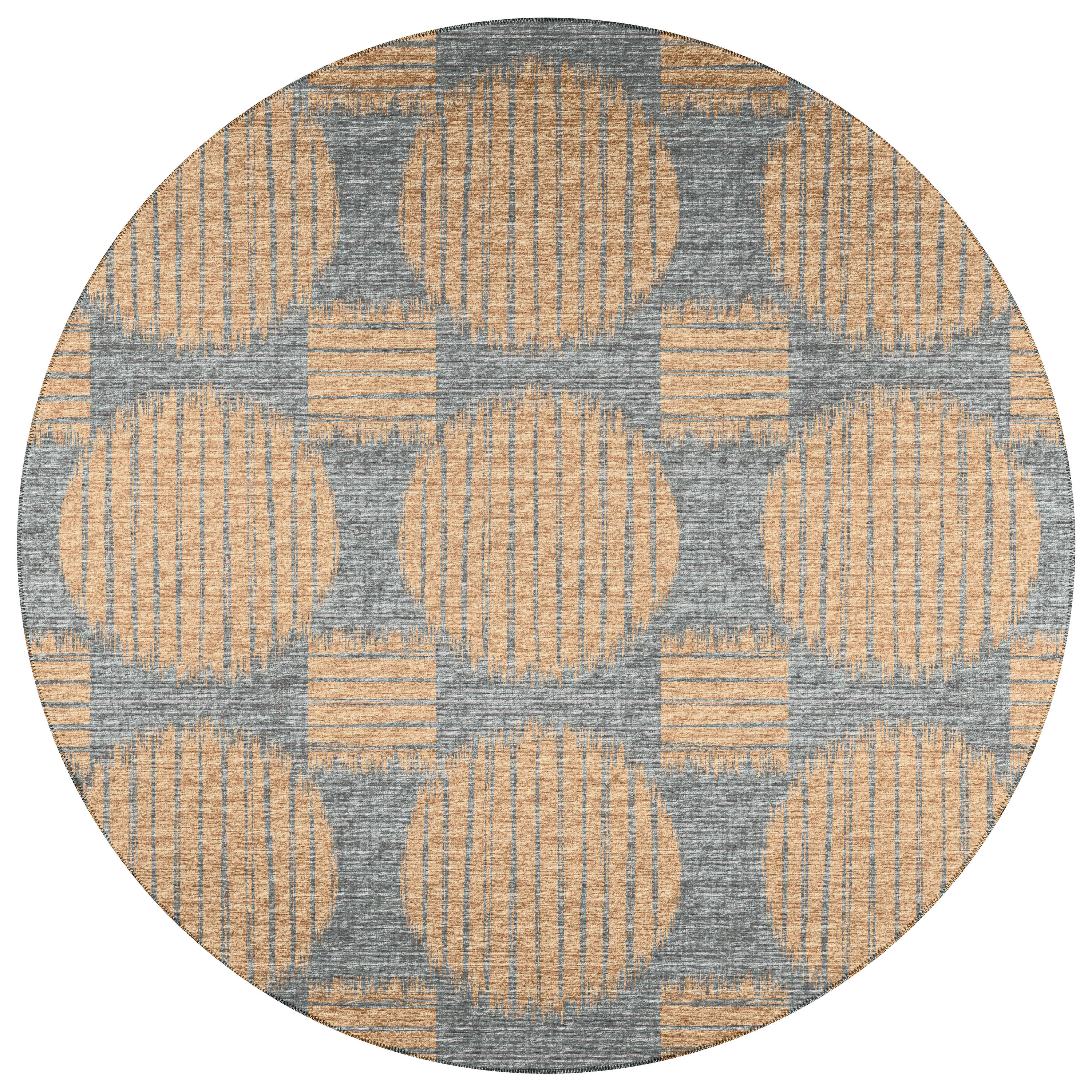 Addison Rugs AYU43GI8RO Yuma 8 x 8 (ft) Chenille Gilded Round Indoor/Outdoor Geometric Mid-Century Modern Area rug