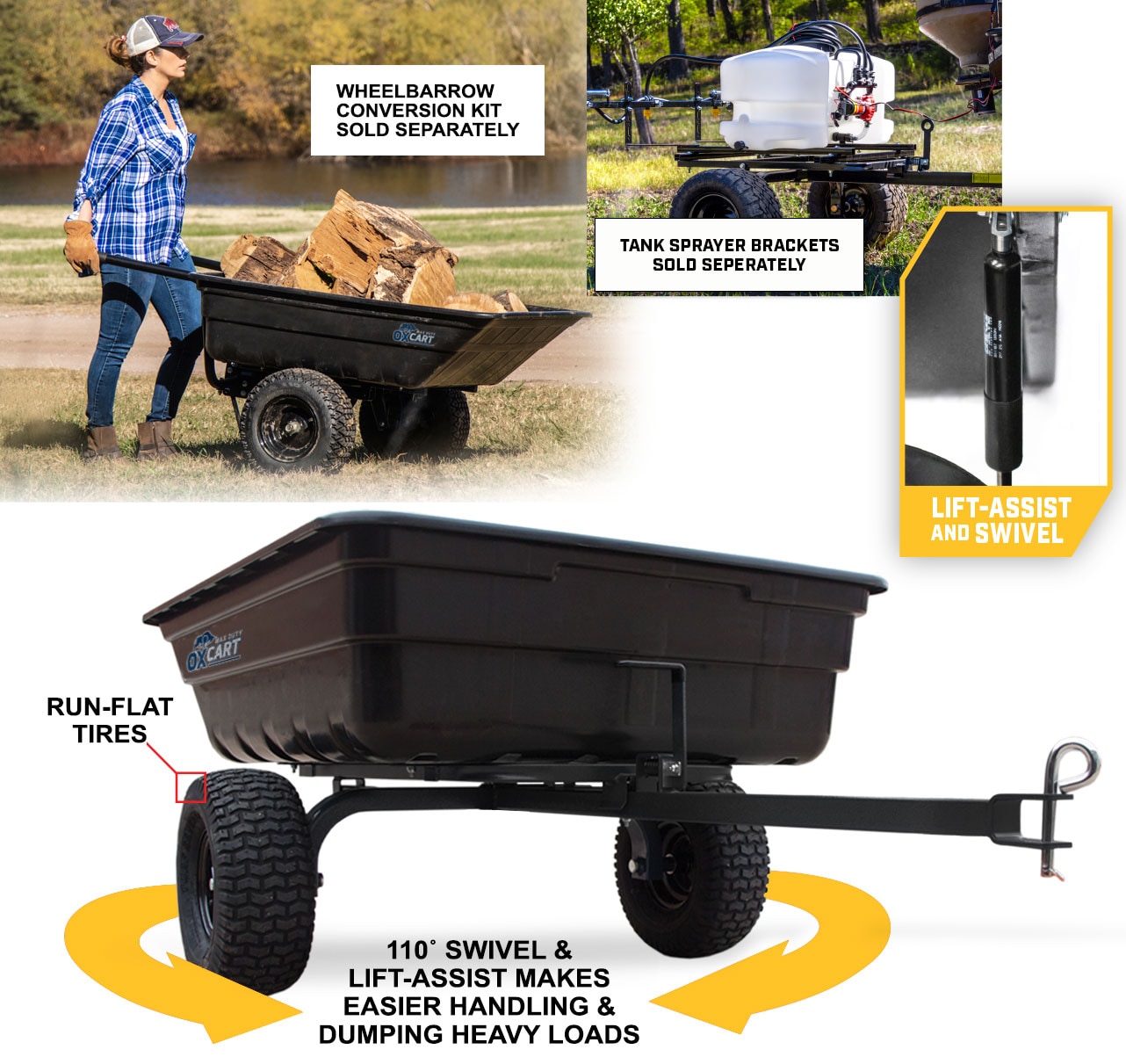 OxCart 12-cu ft Poly Dump Cart, Convertible to Push, Metal Wheel Type, 750 lbs. Weight Capacity GTMZ208192PRF Sansujyuku sansujyuku.com