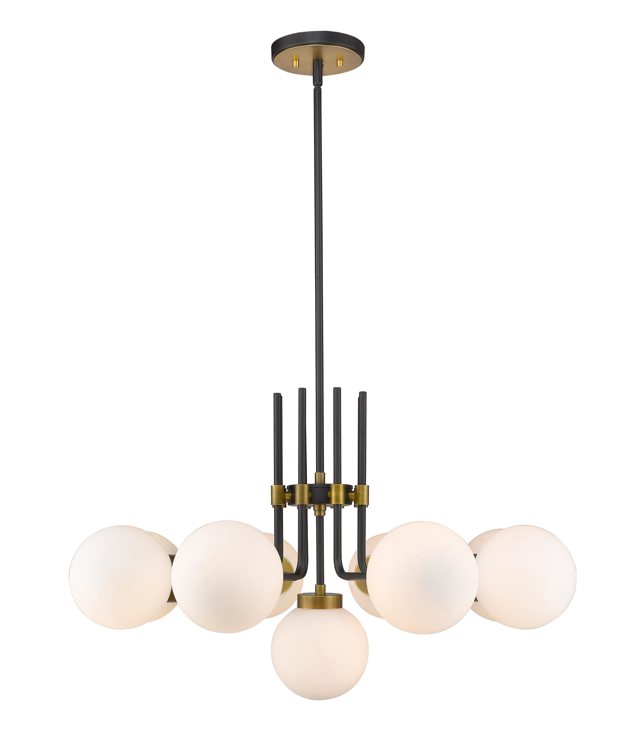 Parsons 32" Matte Black and Brass 9-Light Chandelier