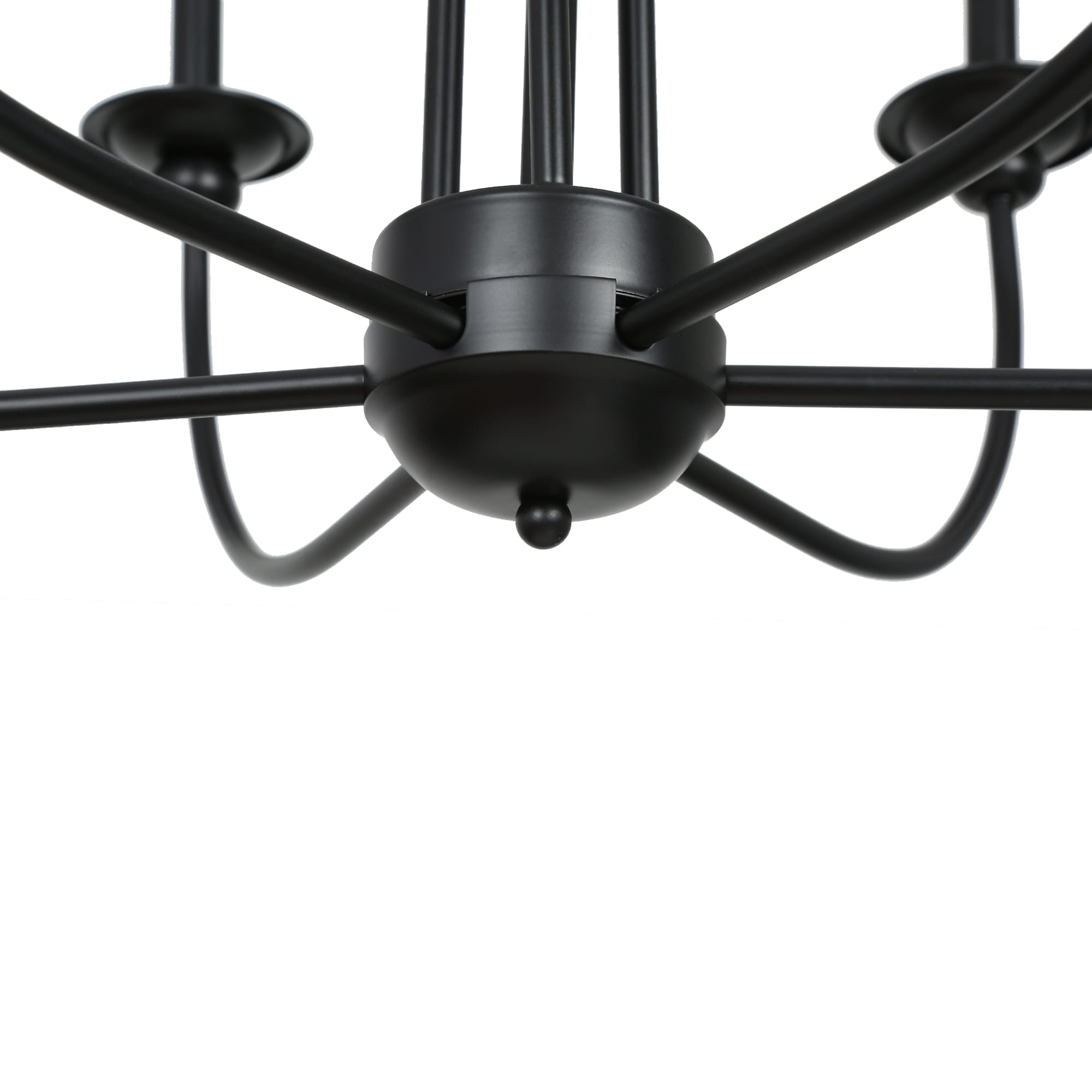 Matte Black Wrought Iron 6-Arm Adjustable Chandelier