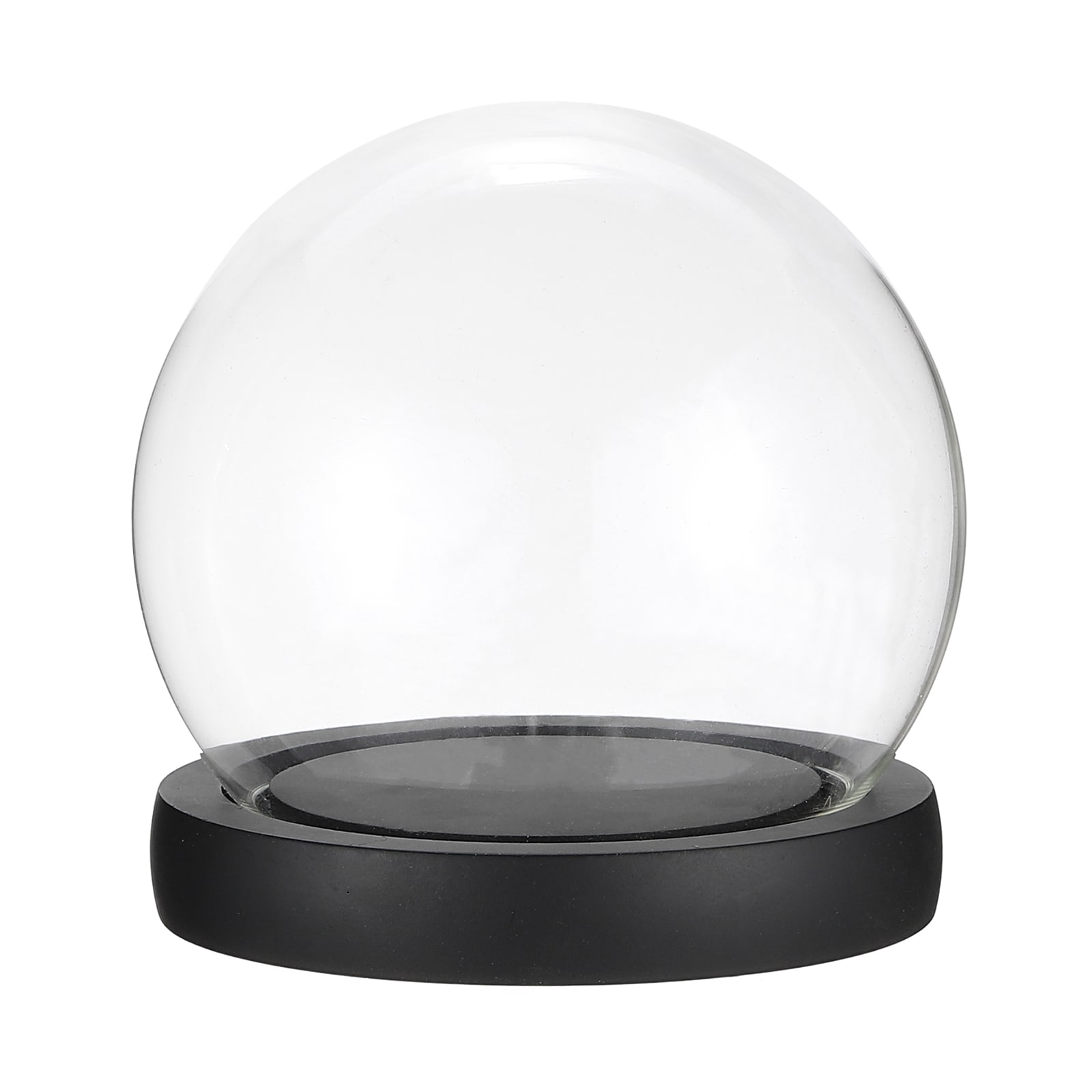 PATIKIL 3.3Inchx4.7Inch Round Glass Display Dome Cloche Decorative Tabletop Display Ball Bell Jar with LED Light Base for Plants Collectible Figure Candles Medals Black