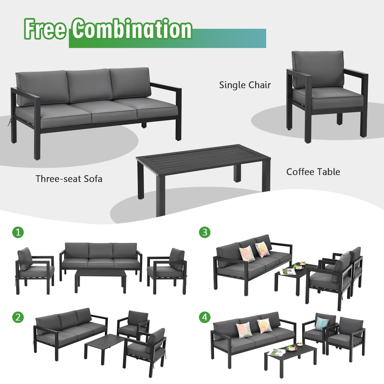WELLFOR GIS100007AAA Patio-Conversation-Sets - View #4