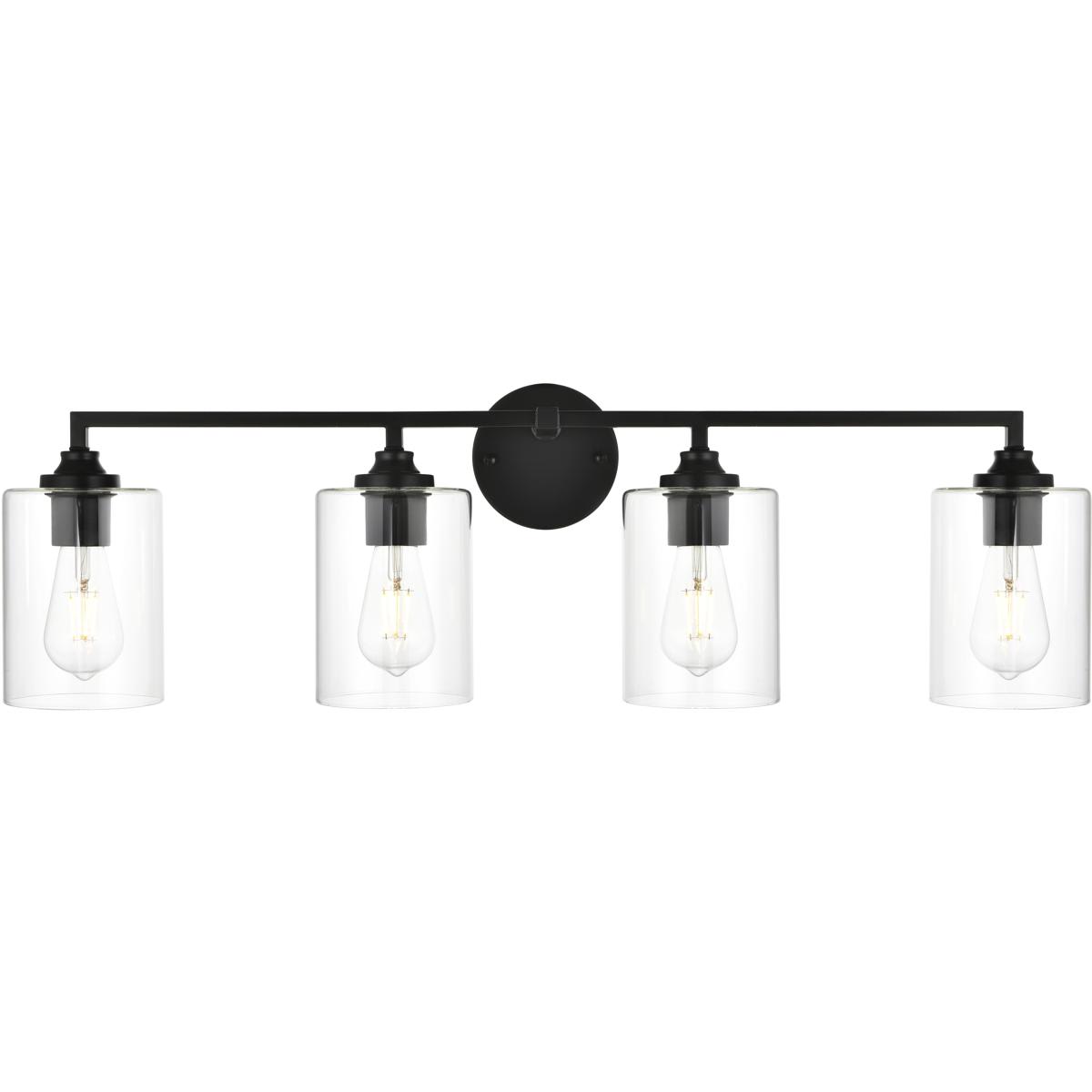 Elegant Lighting Living District LD7315W33BLK Mayson 4 Light 33 inch Black Bath Sconce Wall Light
