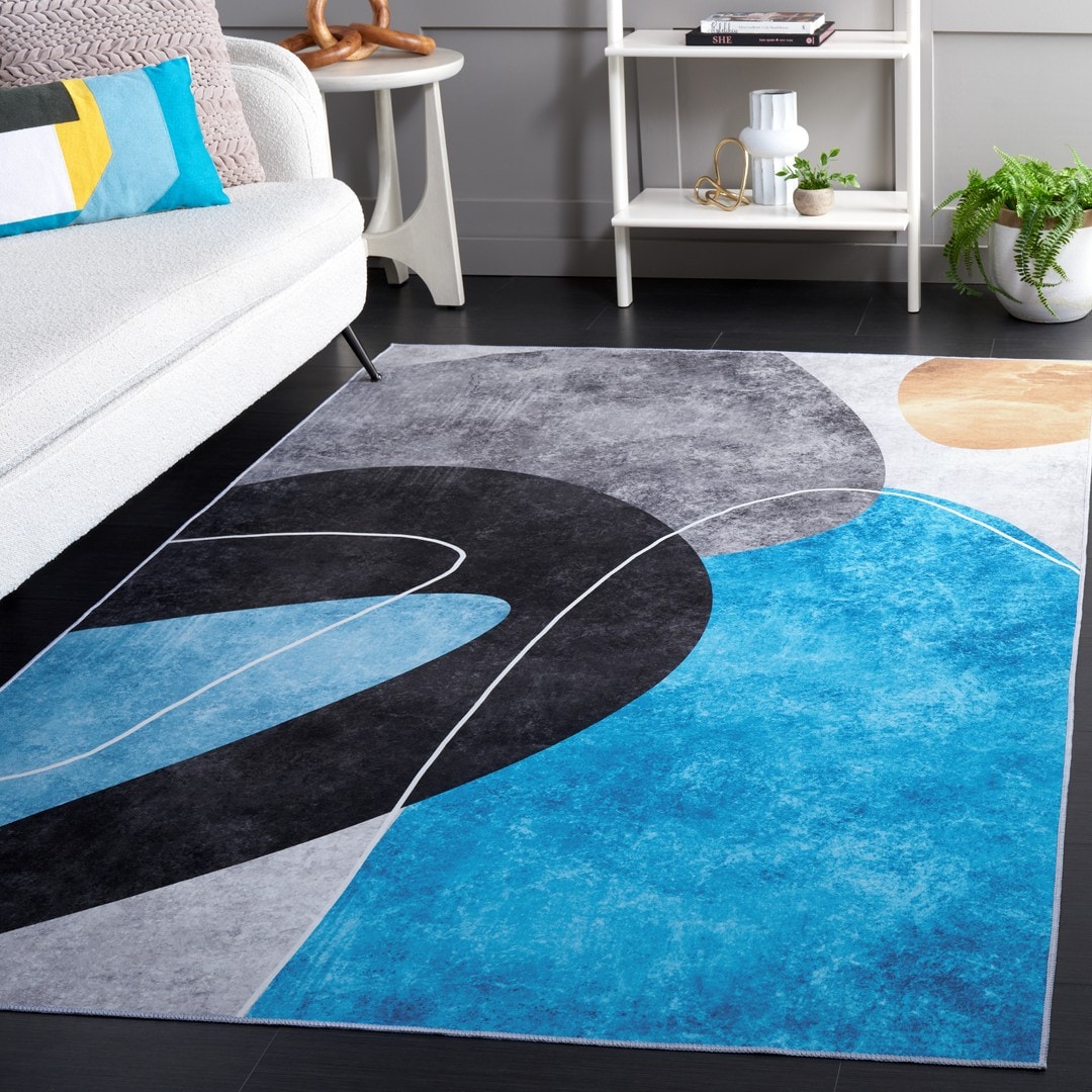 Malibu 837G Dark Grey Turquoise 4ft x 6ft Contemporary Rug