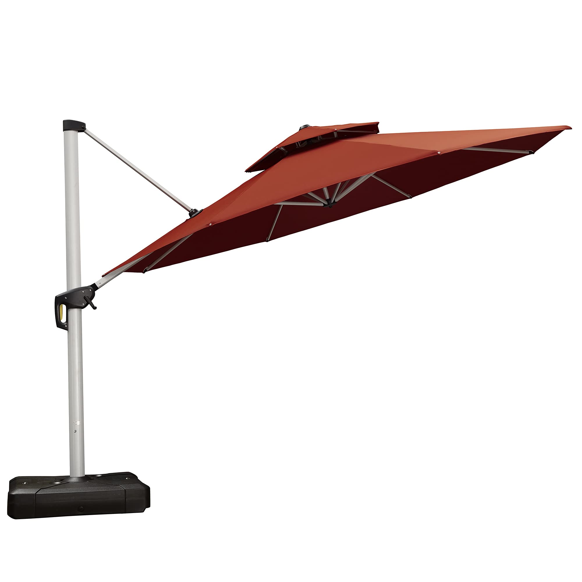 PURPLE LEAF LSLRR13-BR 13-ft Aluminum Red Crank Cantilever Patio Umbrella