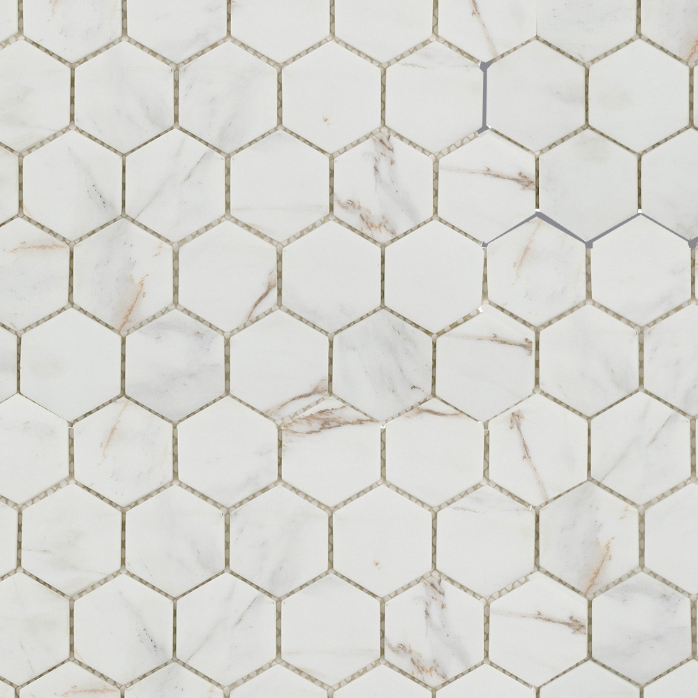 Elida Ceramica LW210618001 Arabescato Essence 12-in x 12-in Matte Recycled glass Marble look Hexagon Mosaic Floor and Wall Tile ( 0.849-sq ft Piece )
